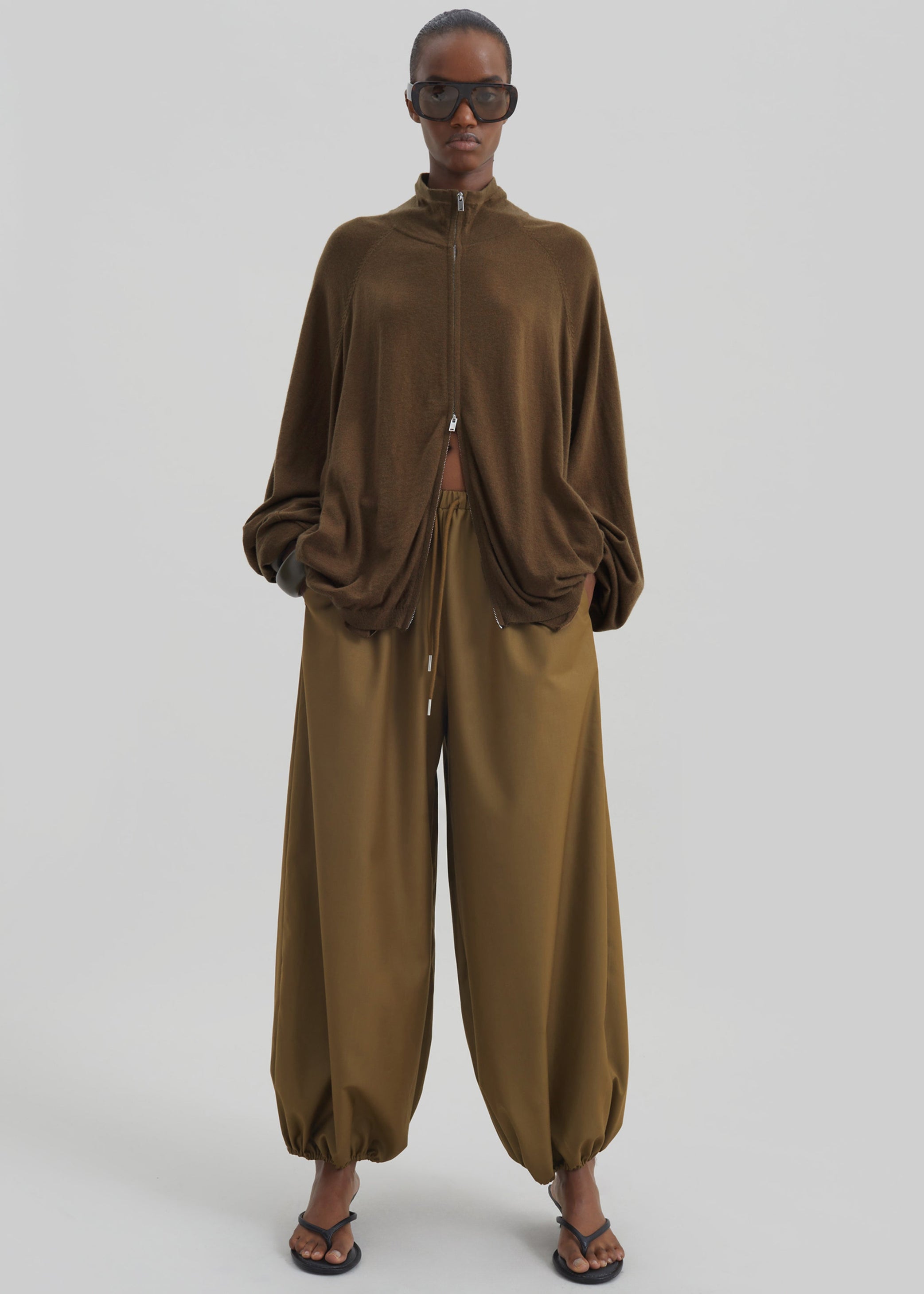 Shop the look image for Baxe Knit Track Jacket - Dark Camel