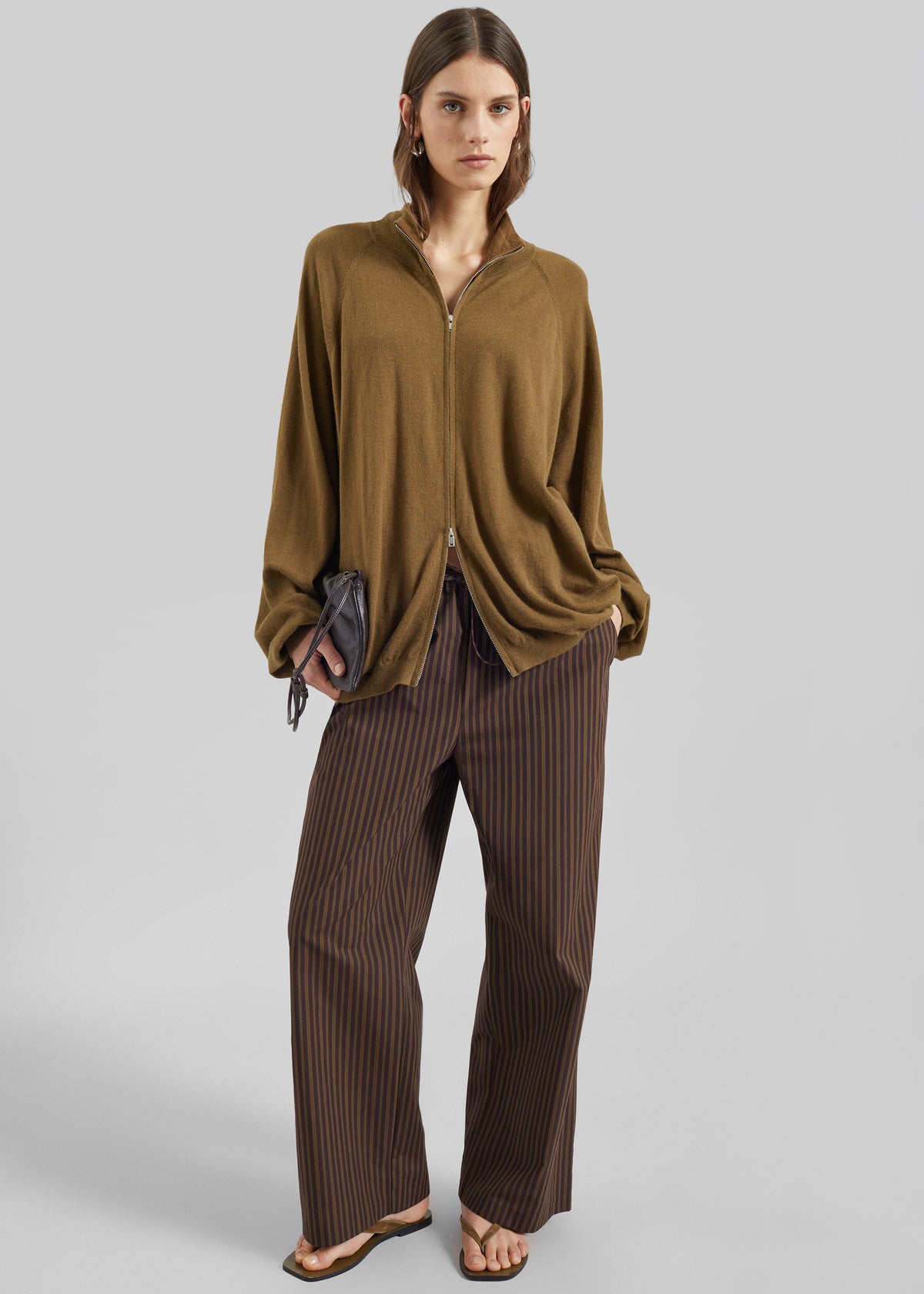 Baxe Knit Track Jacket - Dark Camel - 9