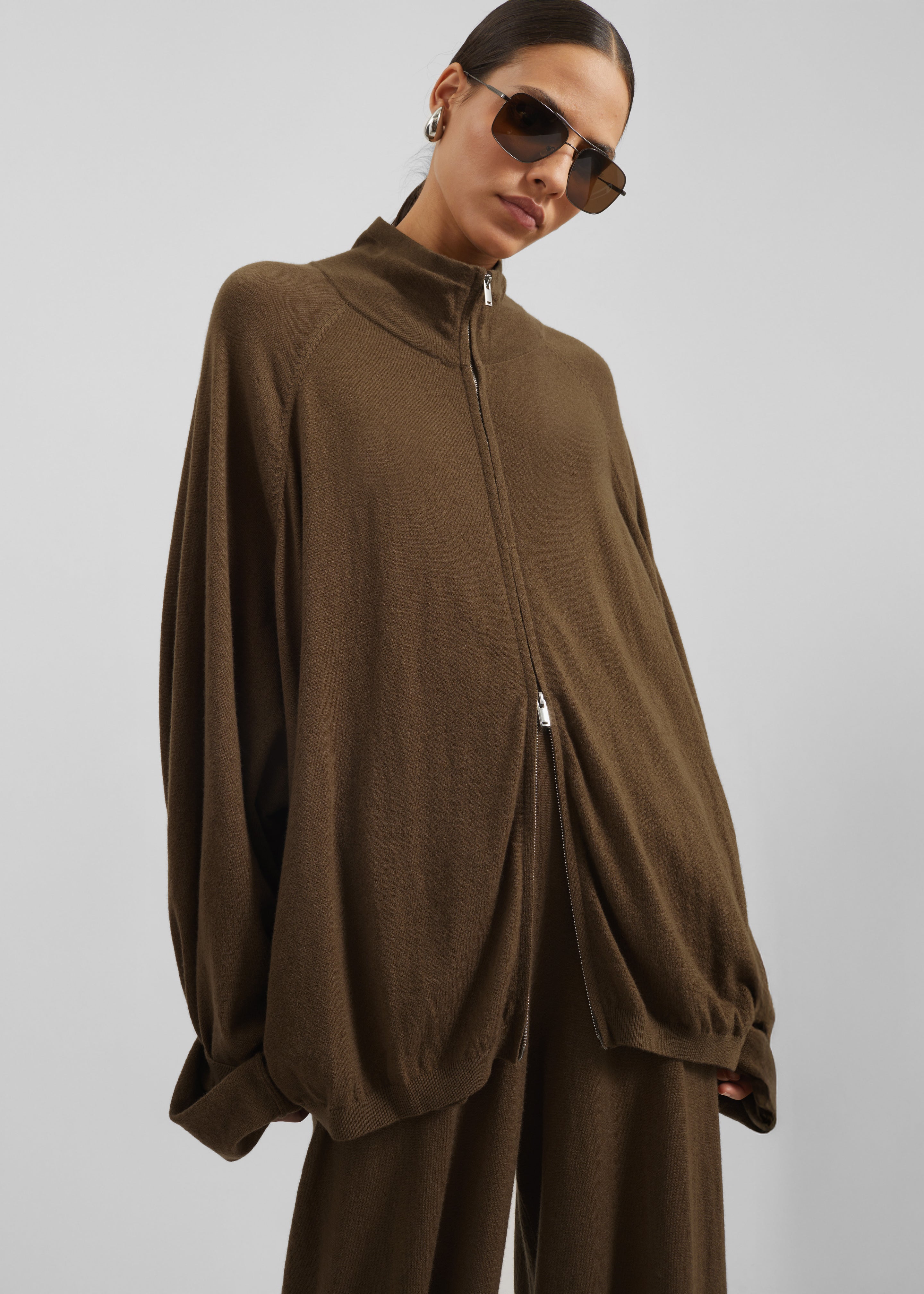 Baxe Knit Track Jacket - Dark Camel - 2