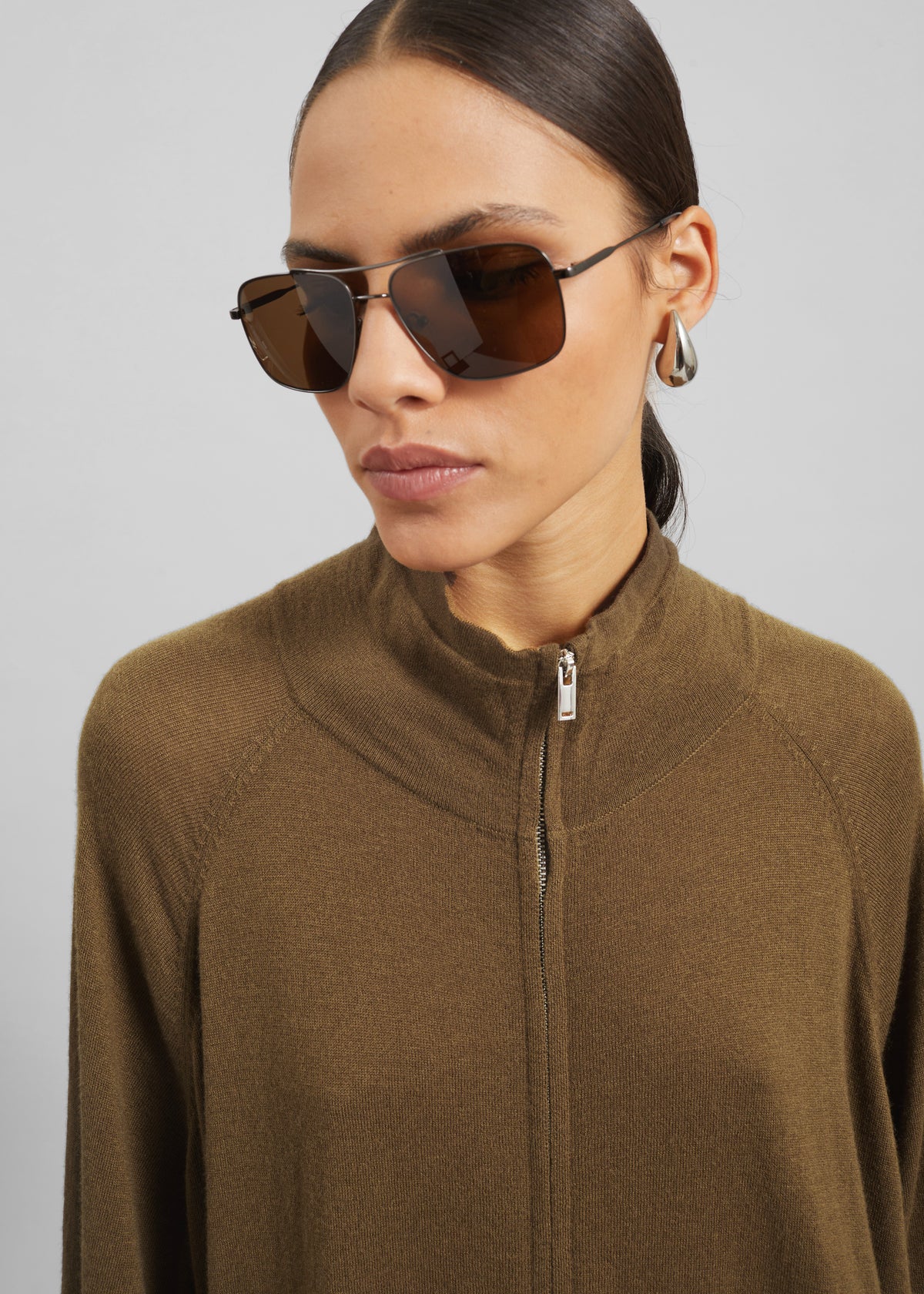 Baxe Knit Track Jacket - Dark Camel - 3