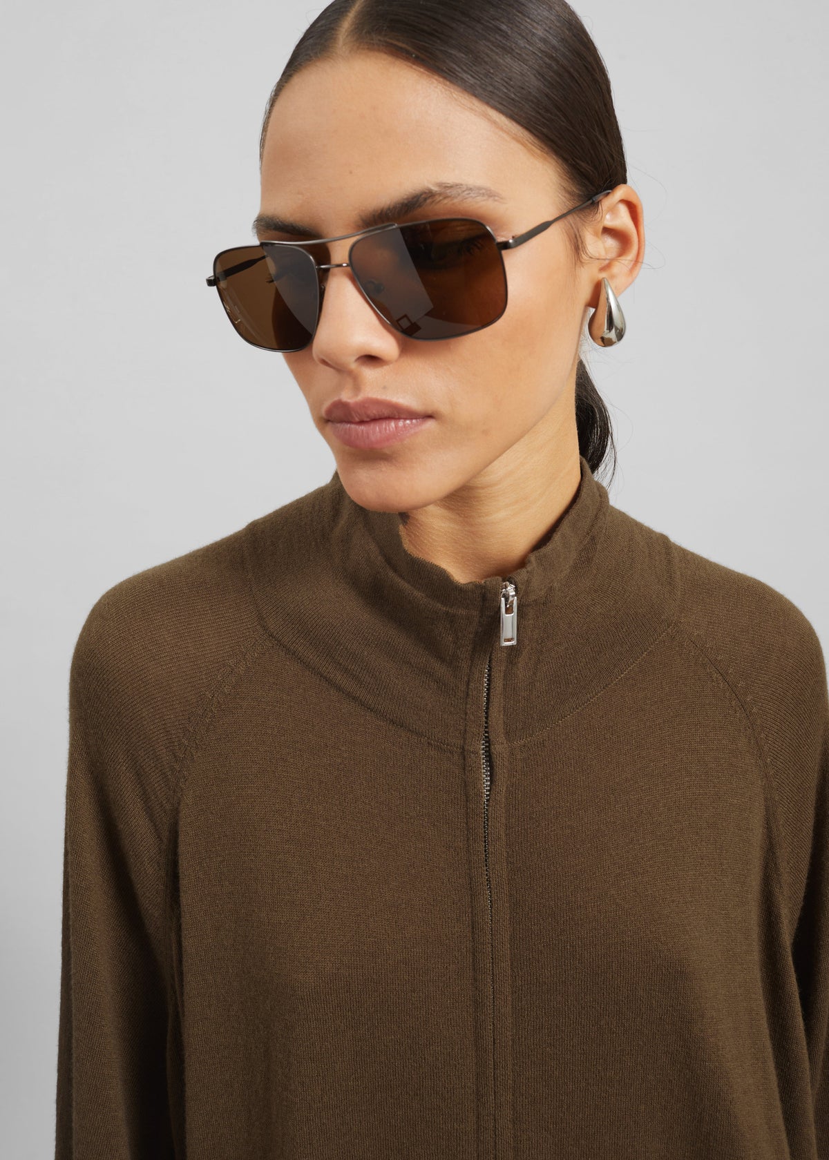 Baxe Knit Track Jacket - Dark Camel - 5