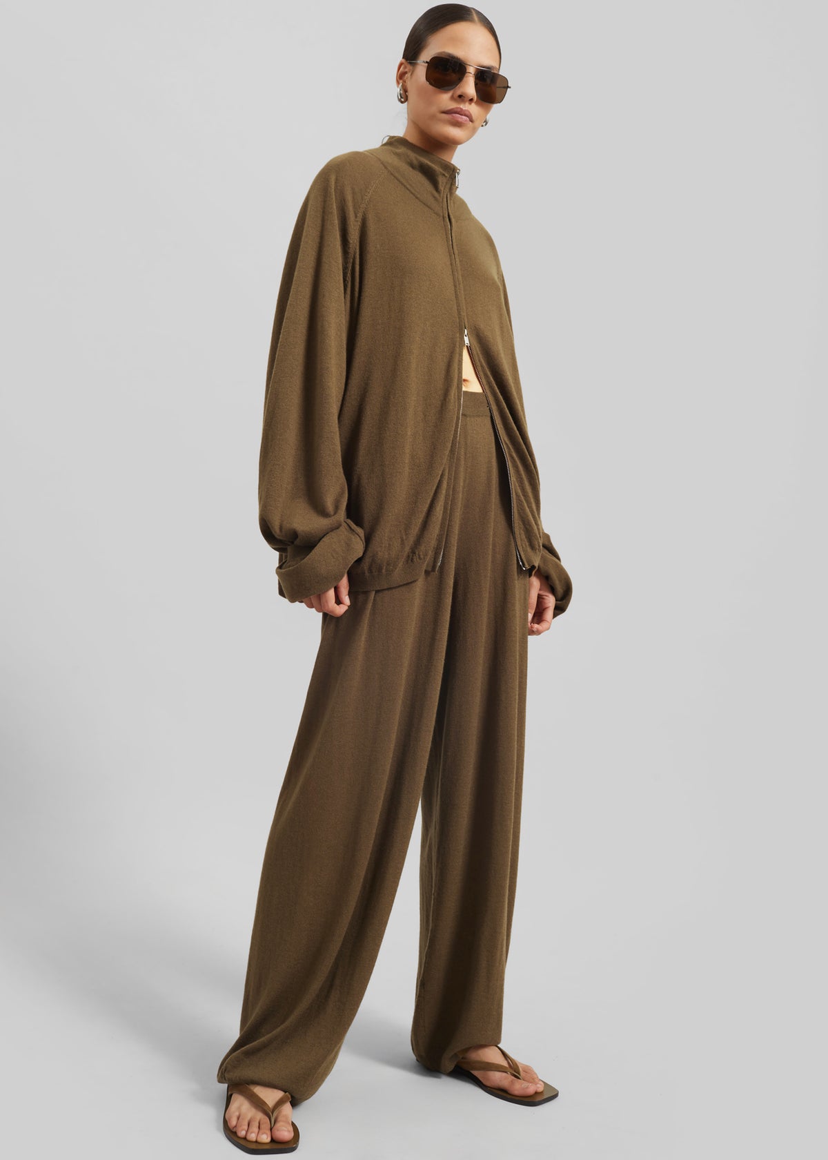 Olia Knit Joggers - Dark Camel - 1