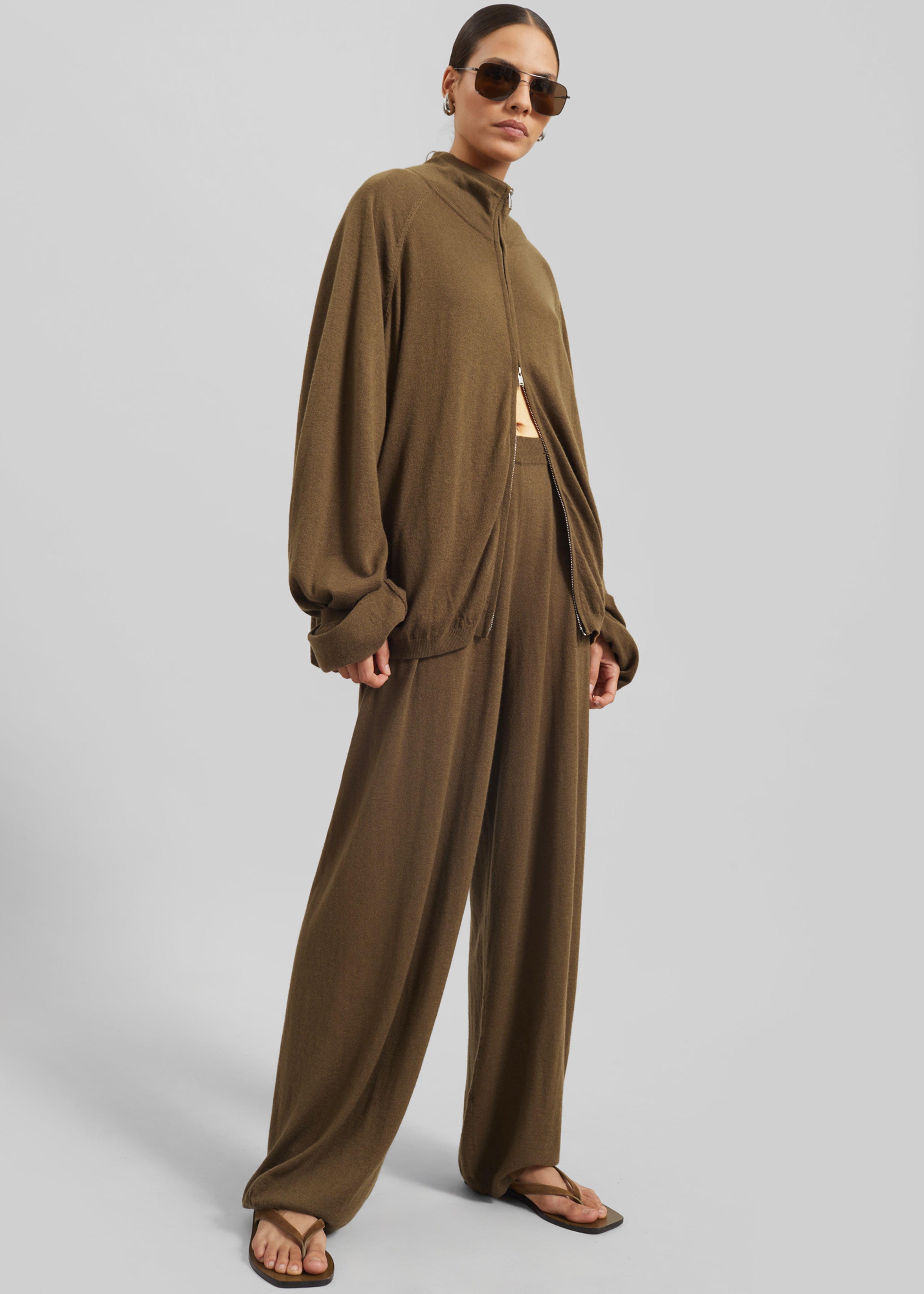 Olia Knit Joggers - Dark Camel - 1