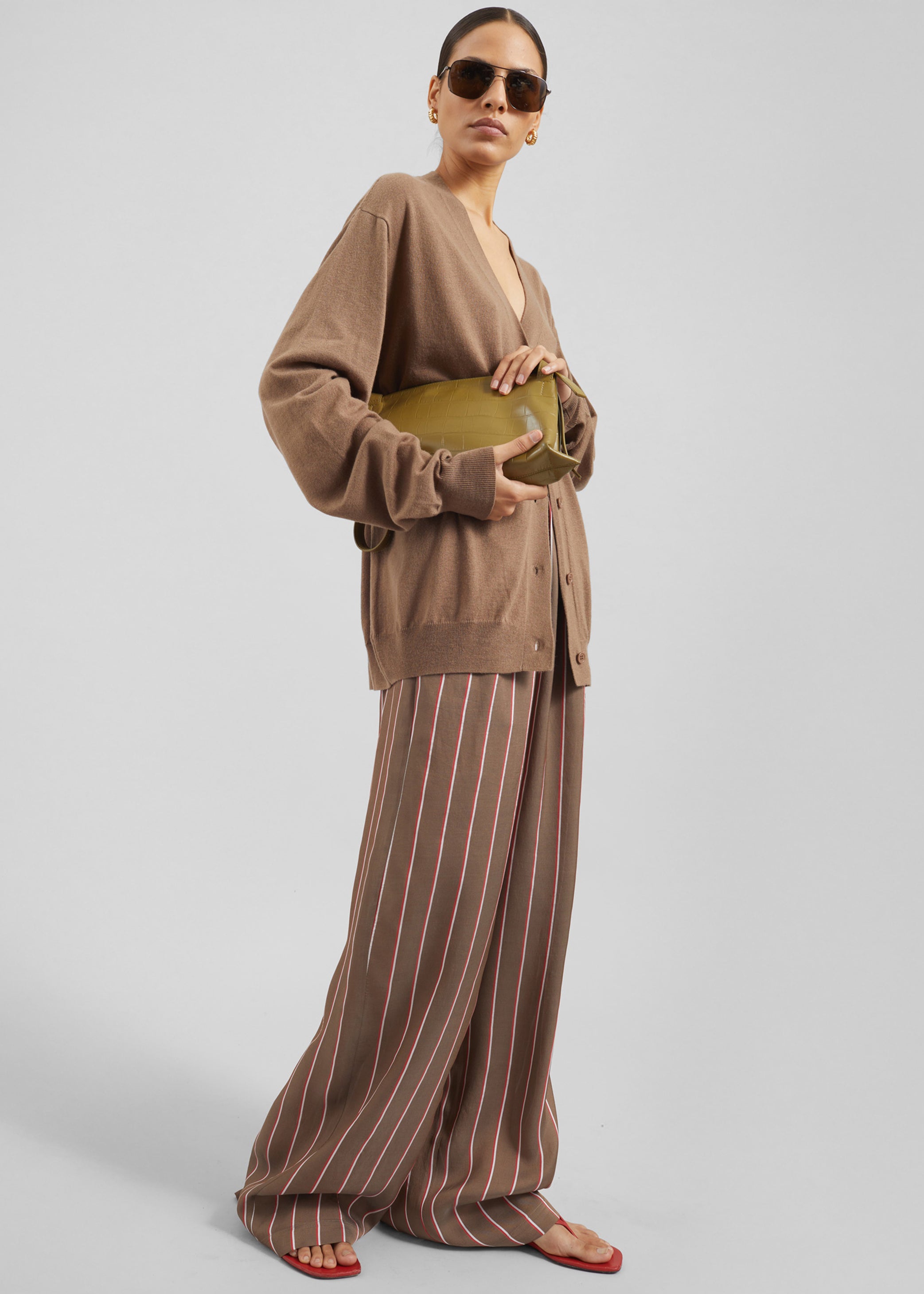Shop the look image for Baxter Fluid Track Pants - Brown Multi Stripe