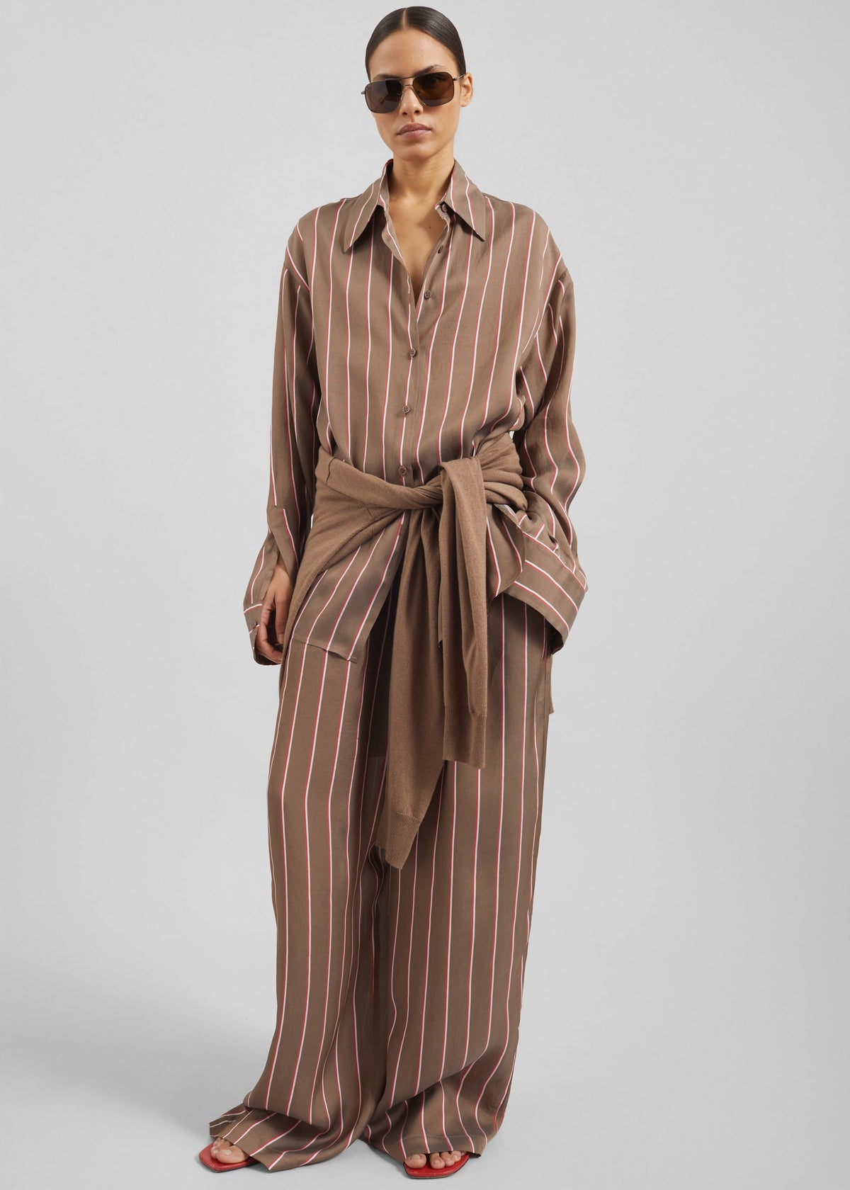 Baxter Fluid Track Pants - Brown Multi Stripe - 3