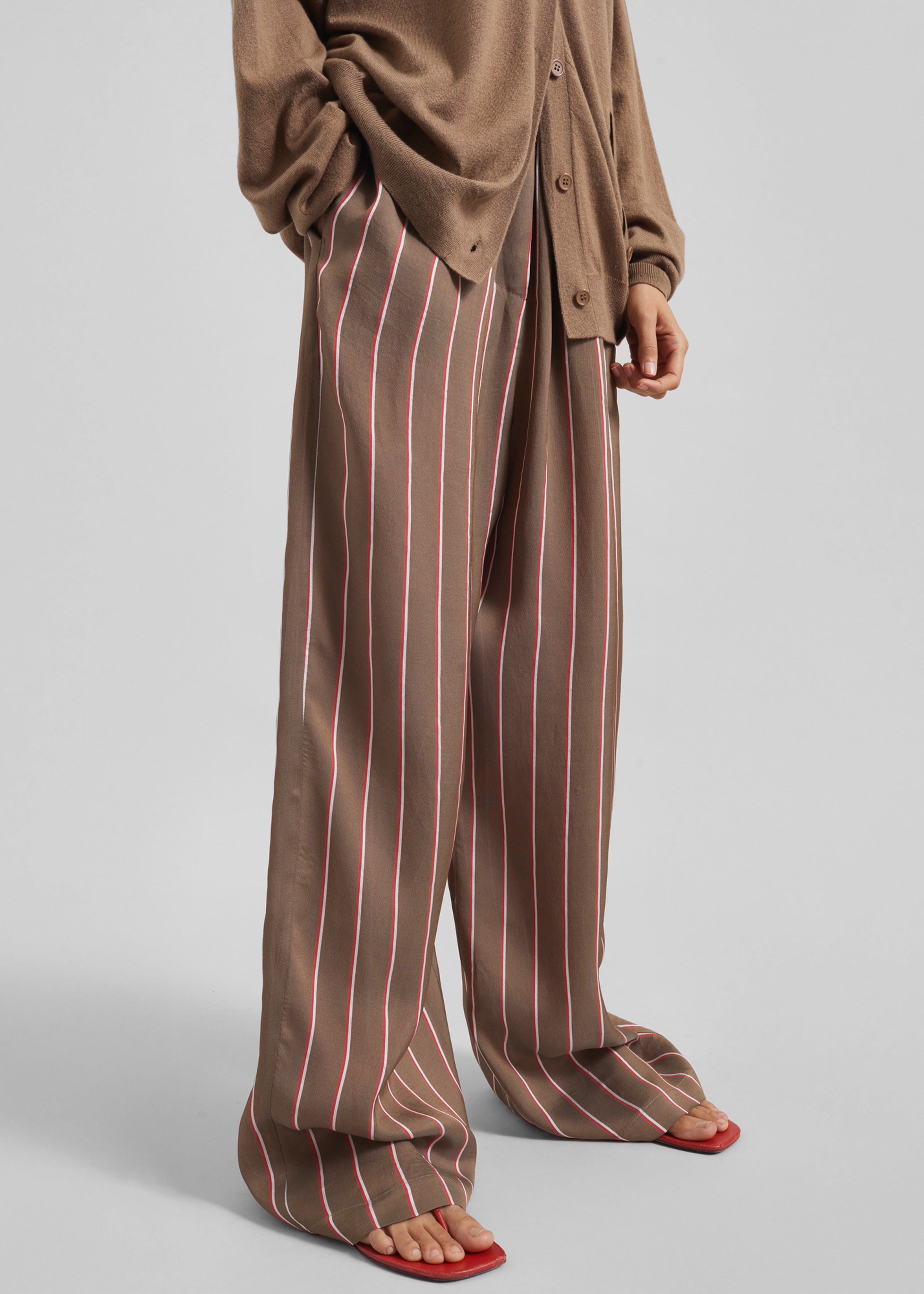 Baxter Fluid Track Pants - Brown Multi Stripe - 5