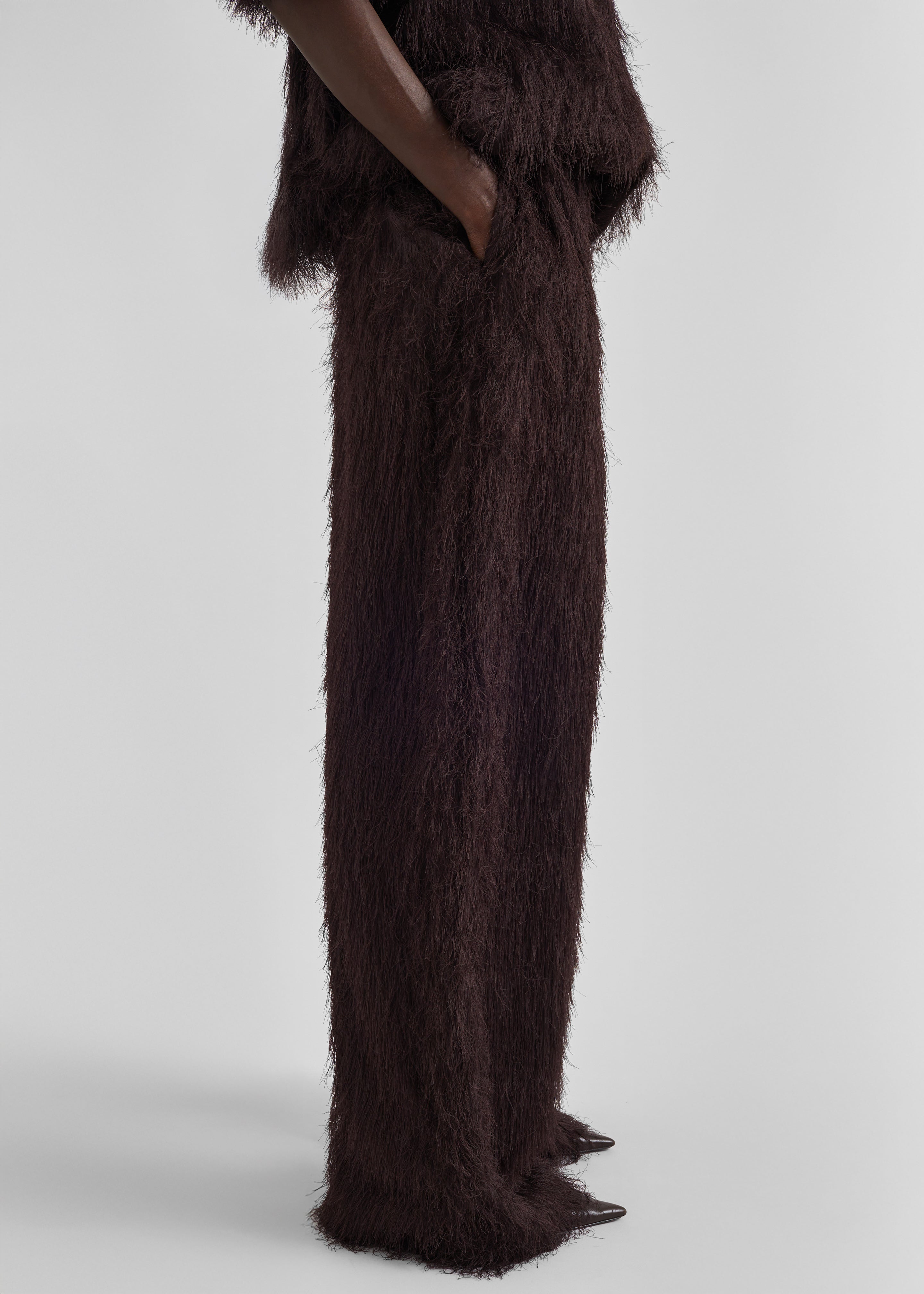 Baxter Fringed Track Pants - Dark Brown - 4