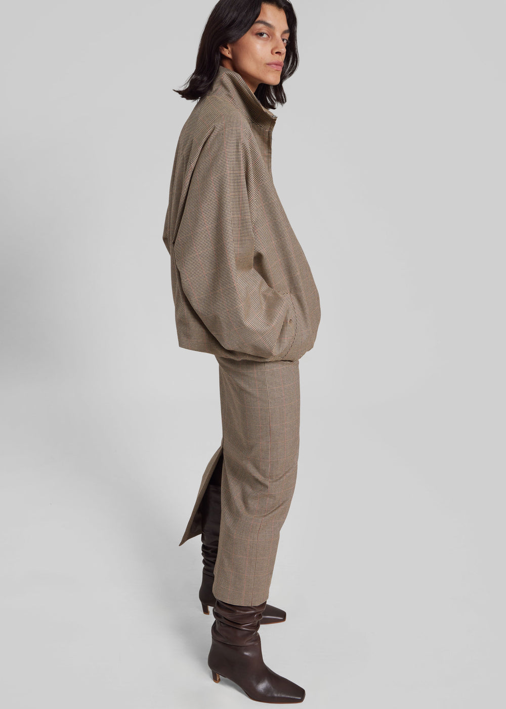 Baxter Houndstooth Track Jacket - Beige - 1