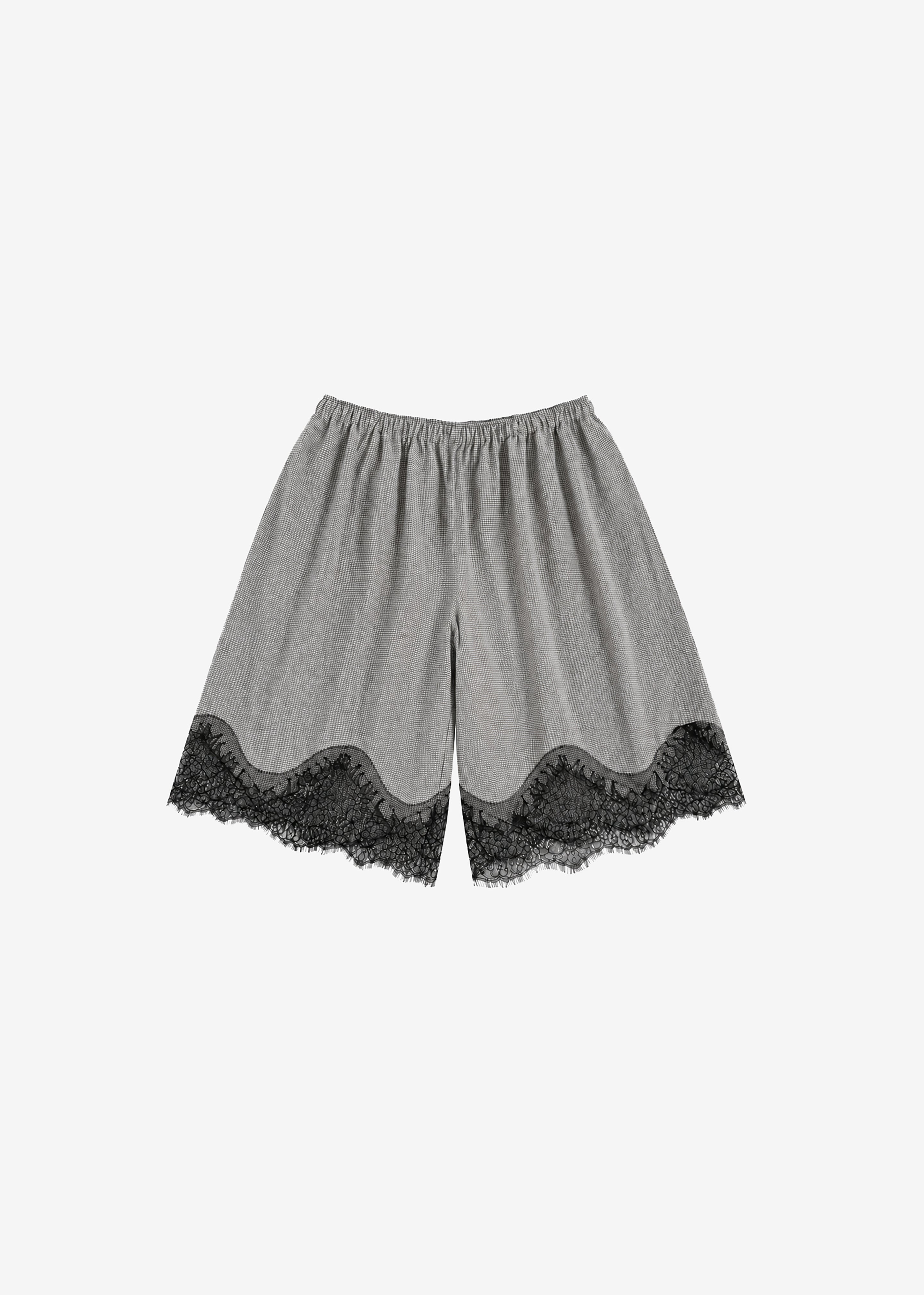 Baxter Lace Bermuda Shorts - Checked Grey - 7
