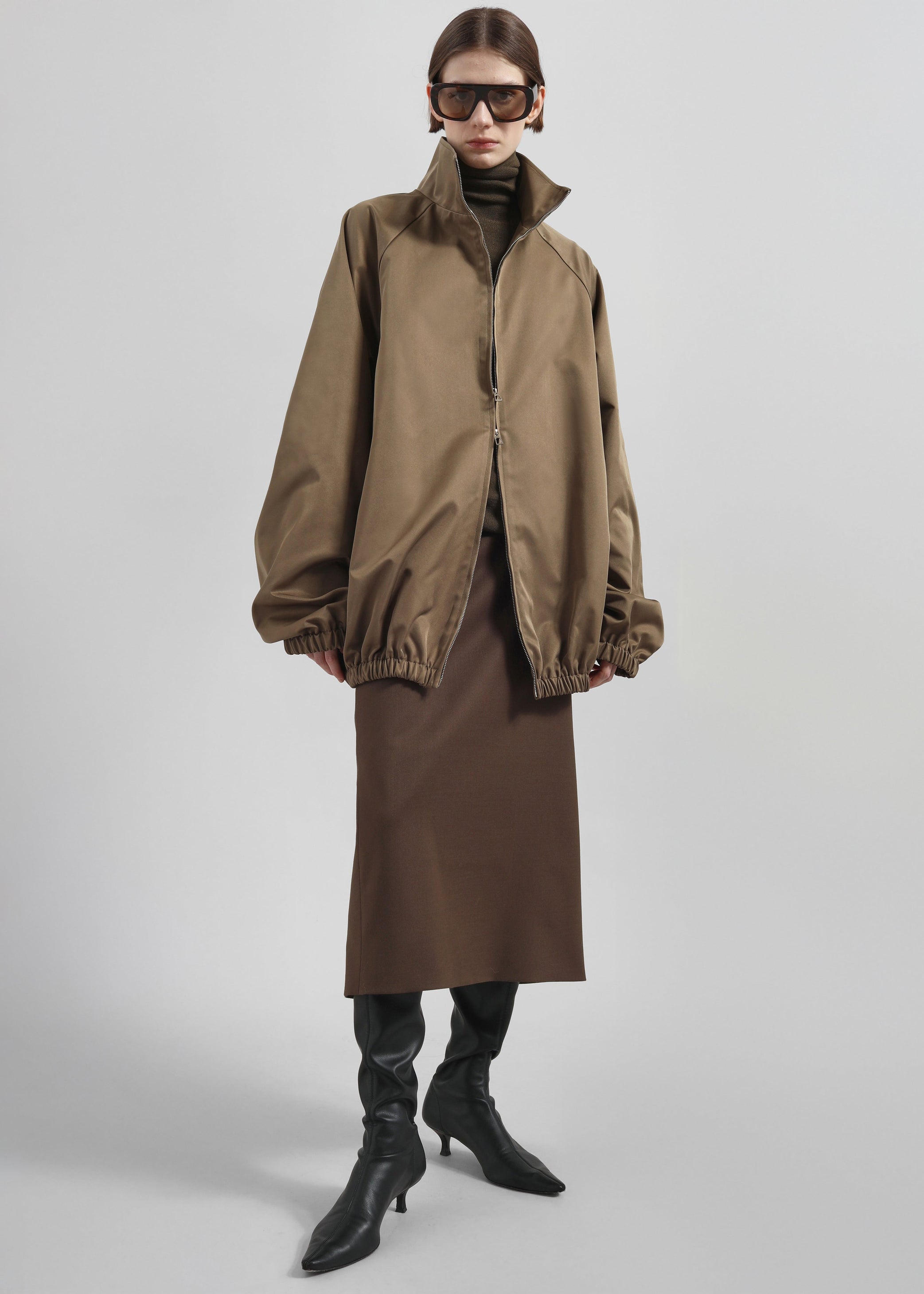 Shop the look image for Baxter Lustrous Track Jacket - Moss Green