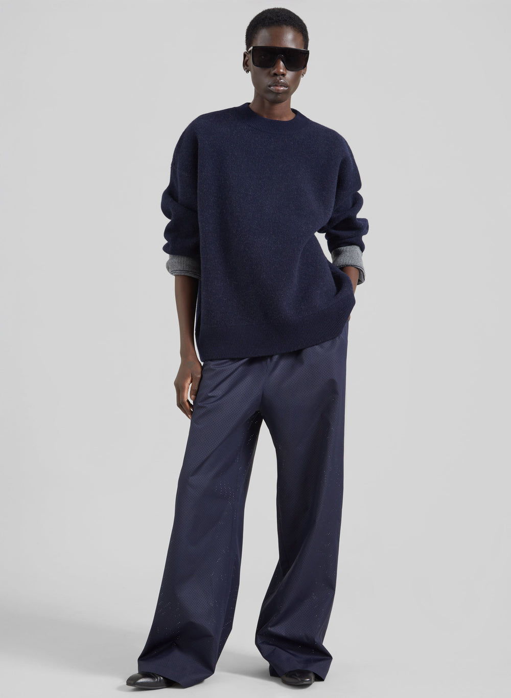 Baxter Perforated Track Pants - Navy