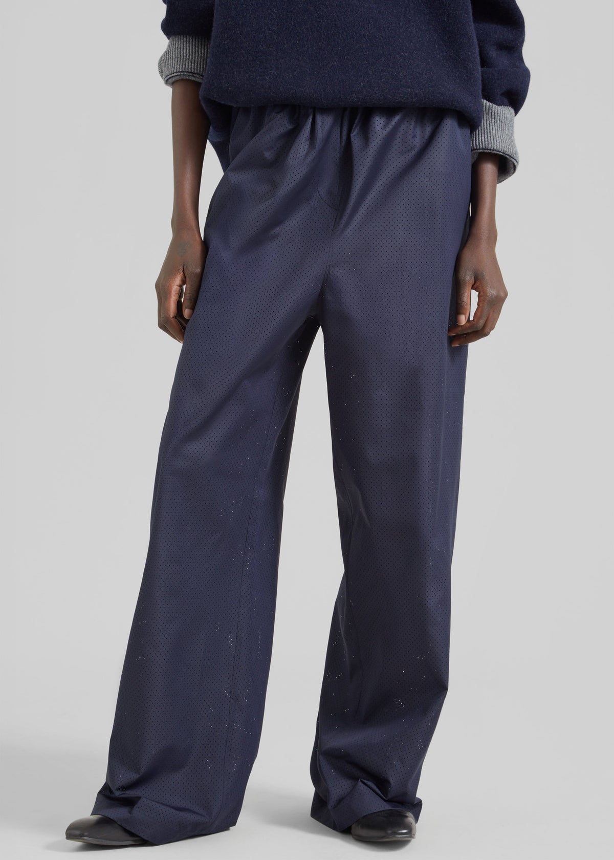 Baxter Perforated Track Pants - Navy - 2