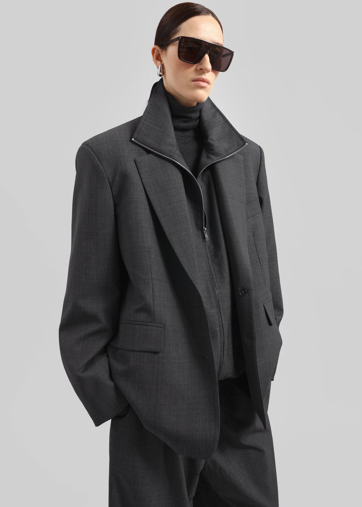 Baxter Plaid Track Jacket - Dark Grey - 8