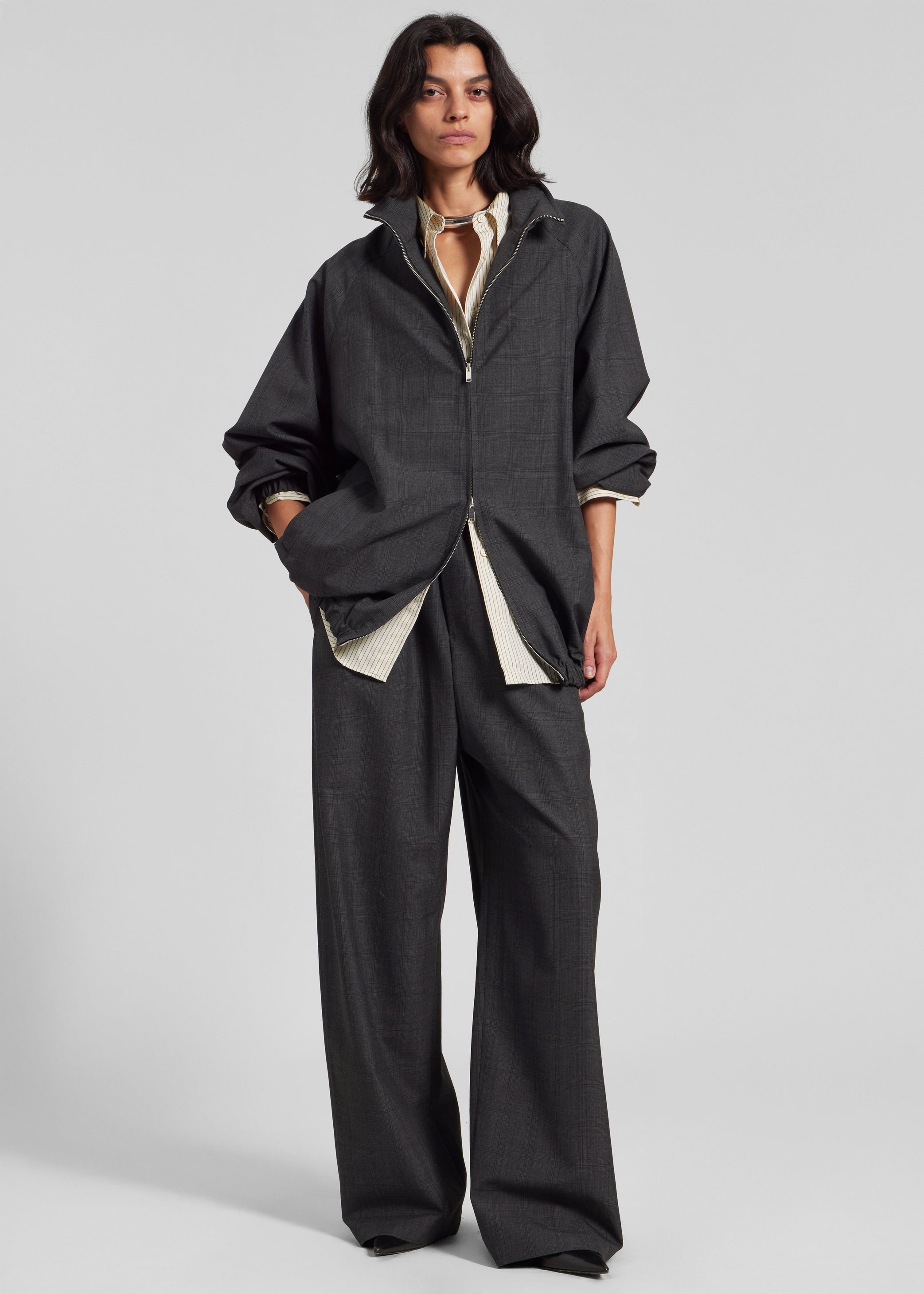 Shop the look image for Baxter Plaid Track Jacket - Dark Grey