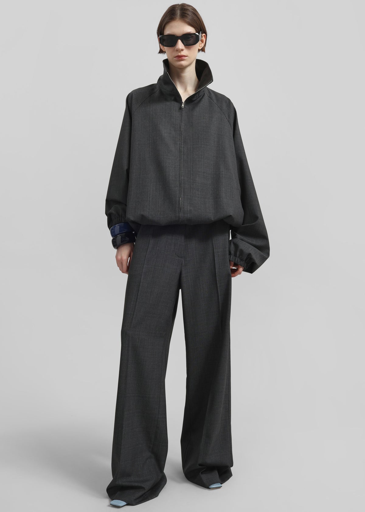 Baxter Plaid Track Jacket - Dark Grey - 7
