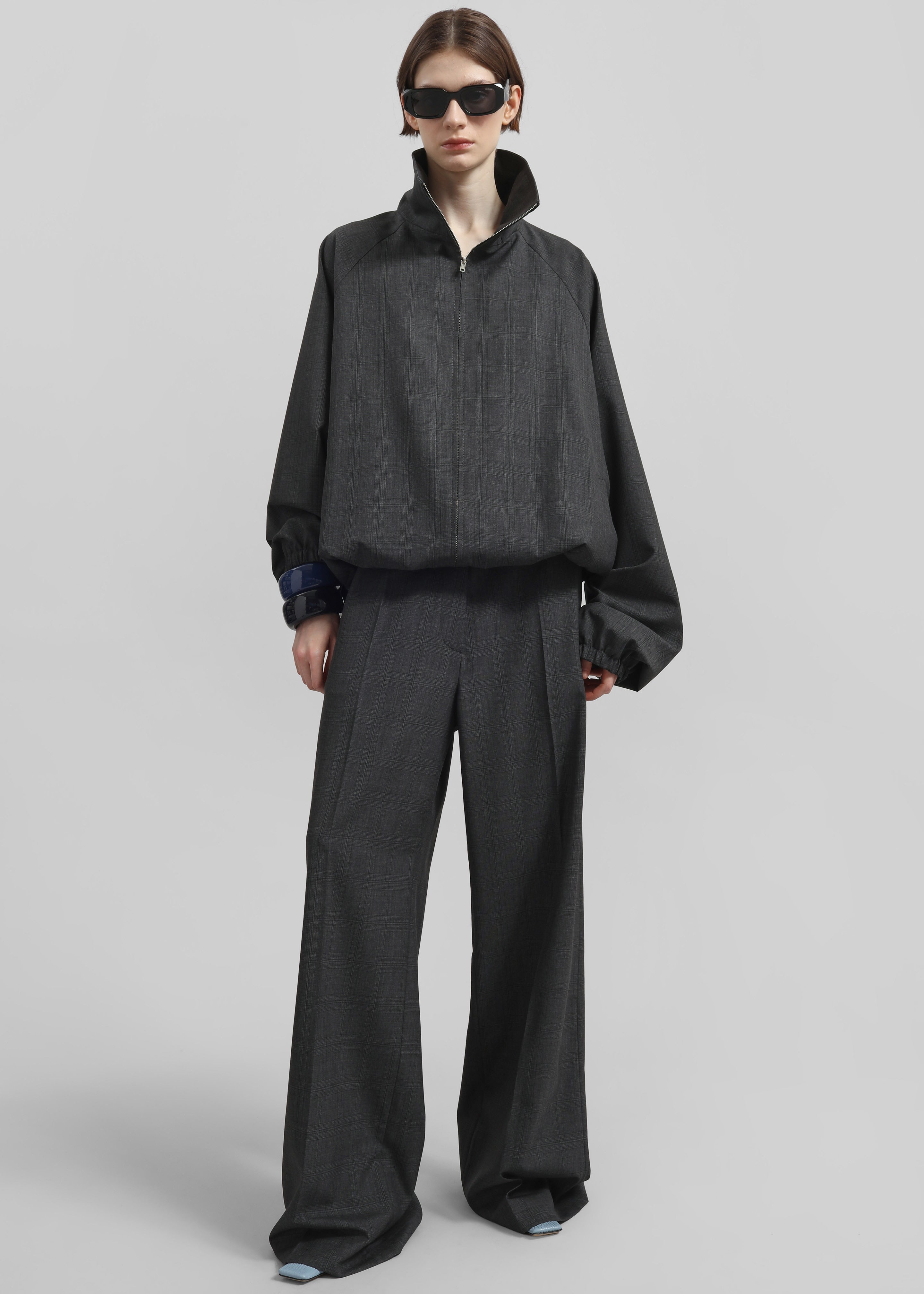 Baxter Plaid Track Jacket - Dark Grey - 7