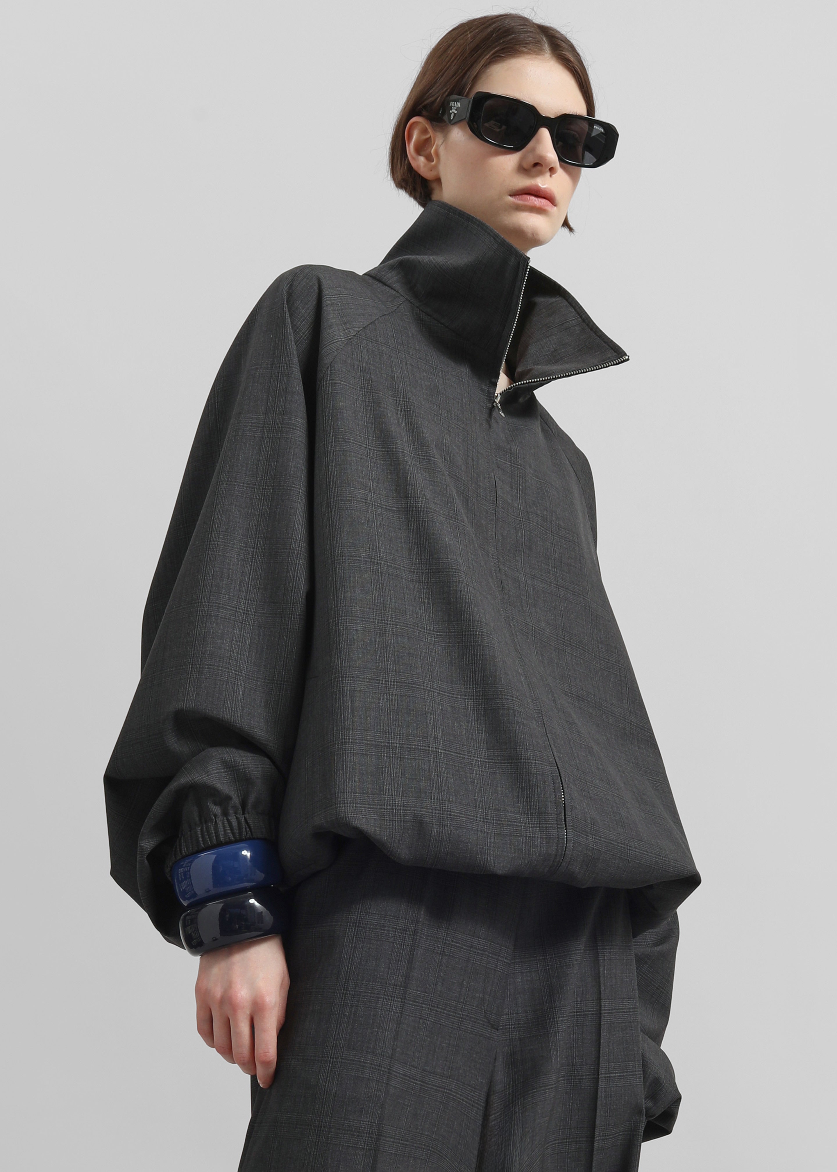 Baxter Plaid Track Jacket - Dark Grey - 9