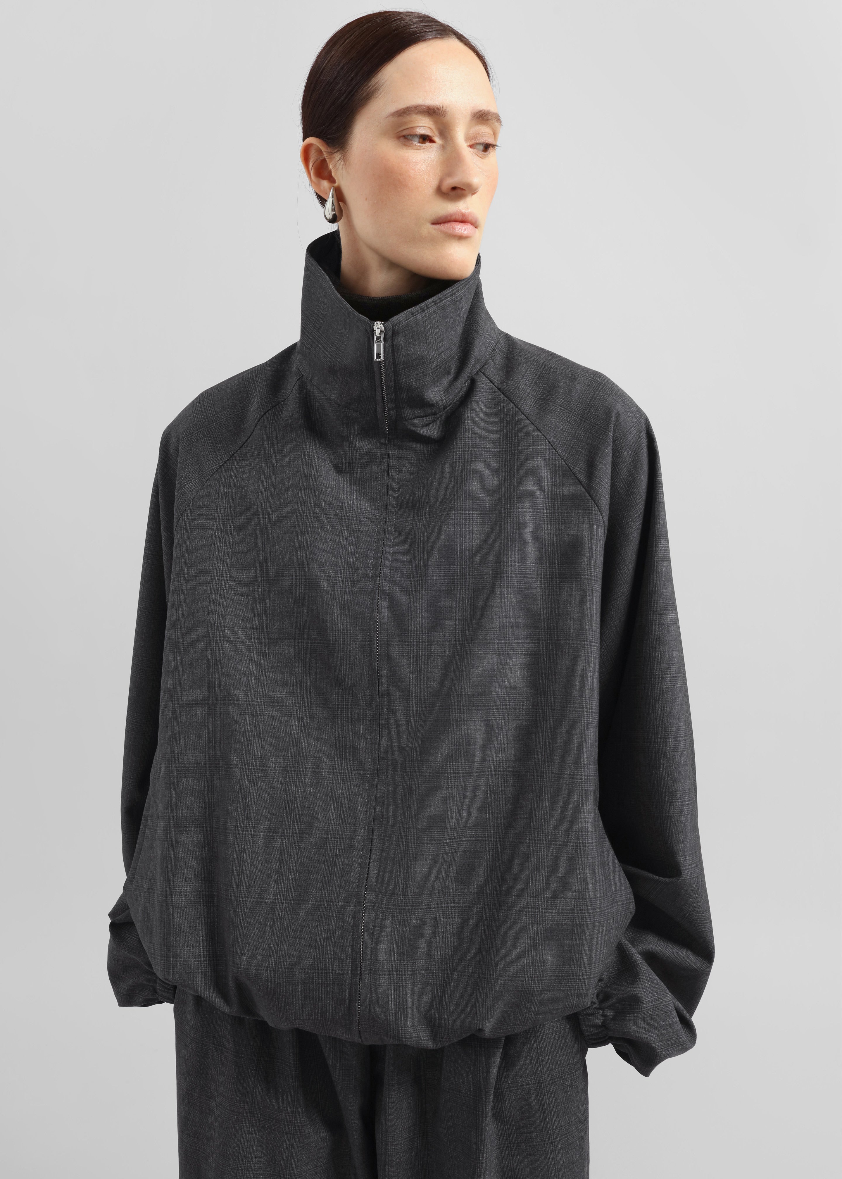 Baxter Plaid Track Jacket - Dark Grey - 4
