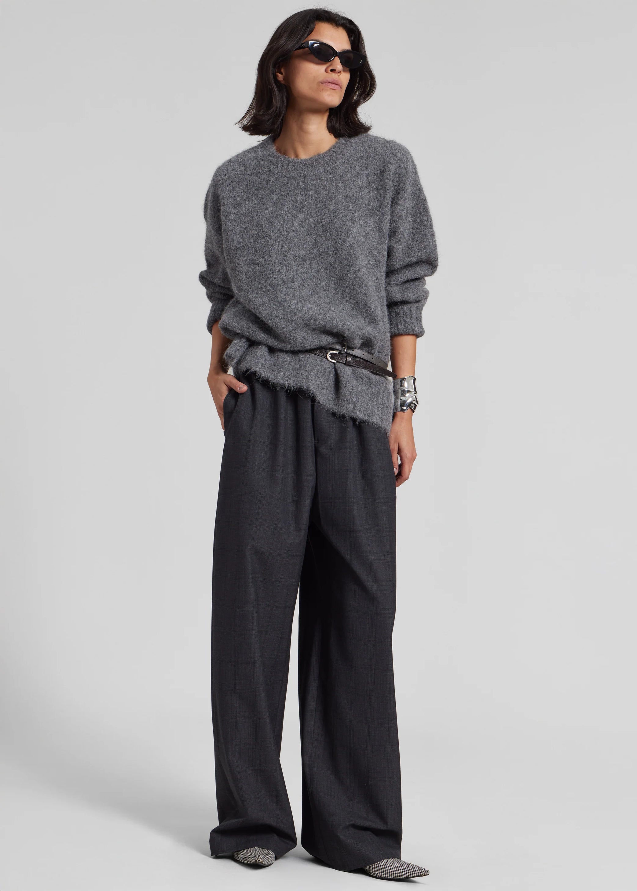 Shop the look image for Baxter Plaid Track Pants - Dark Grey