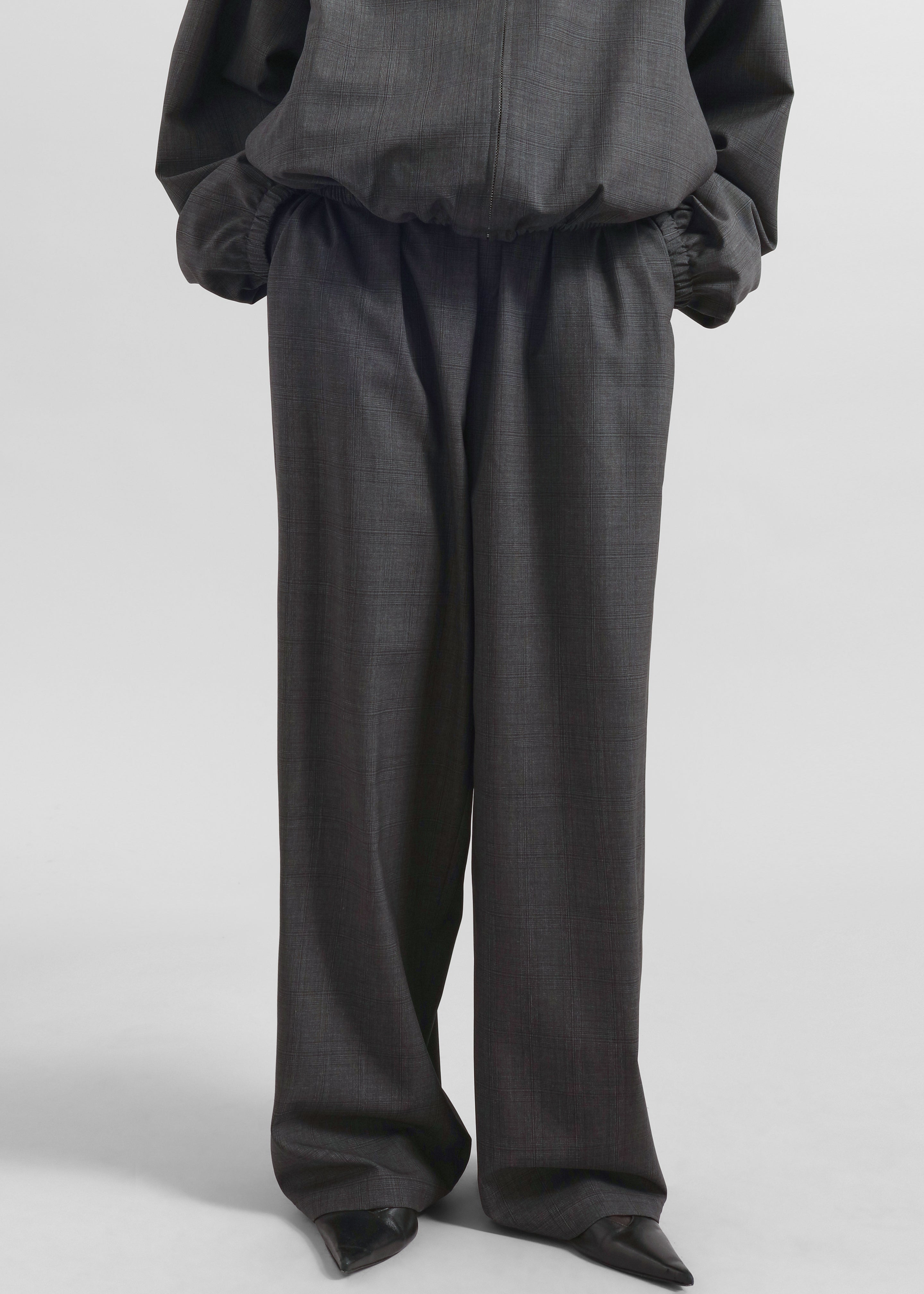 Baxter Plaid Track Pants - Dark Grey - 2