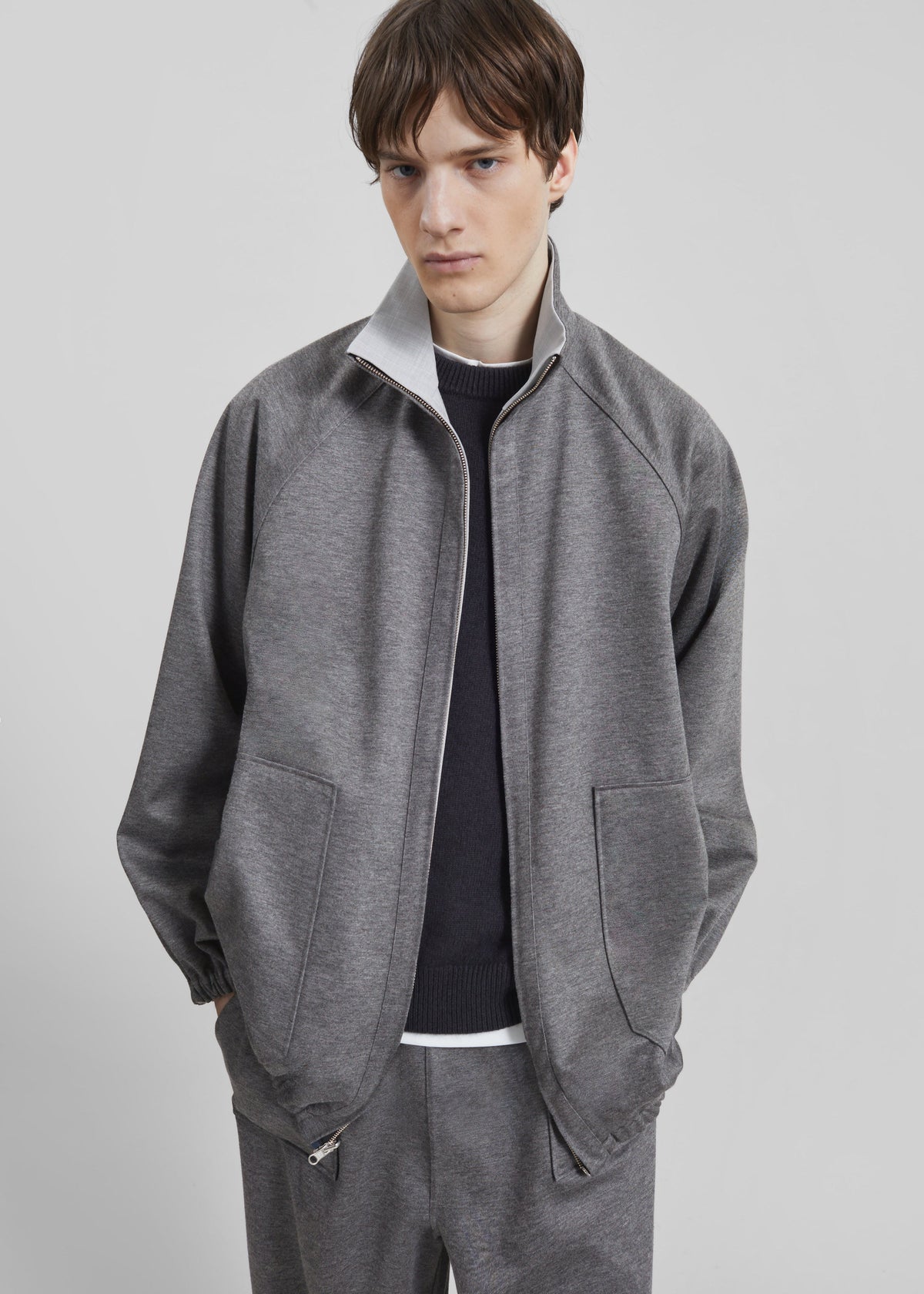 Baxter Reversible Track Jacket - Grey Melange - 7