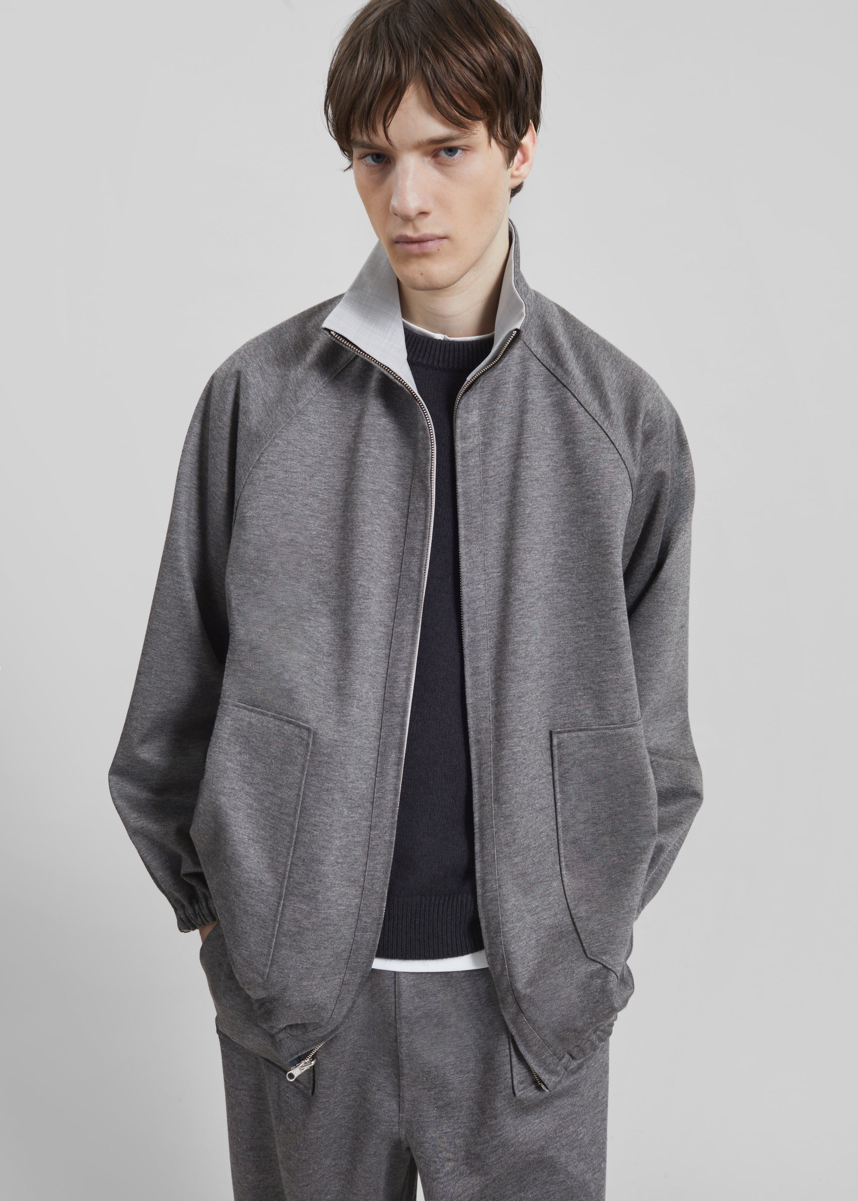 Baxter Reversible Track Jacket - Grey Melange - 7