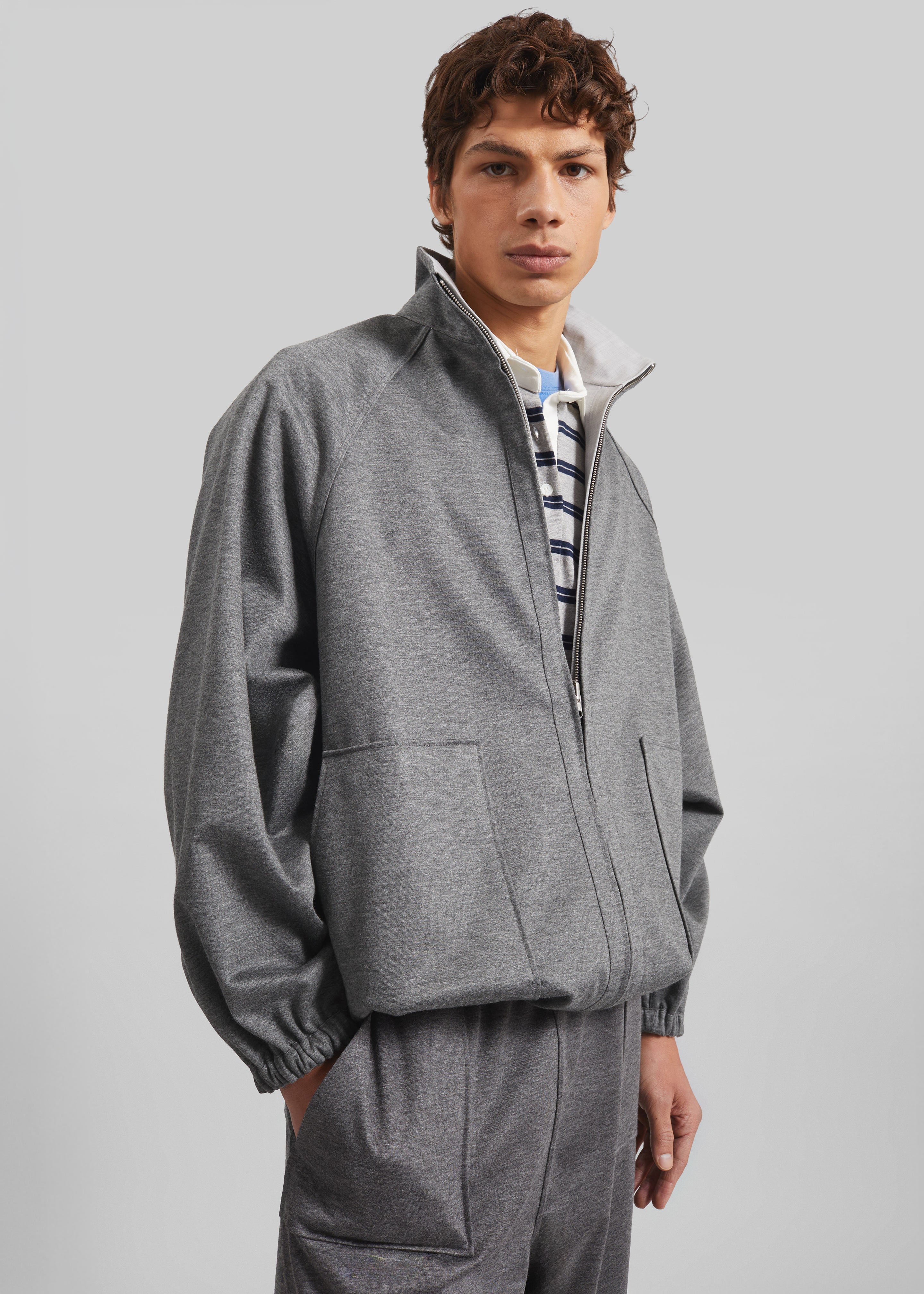 Baxter Reversible Track Jacket - Grey Melange - 3