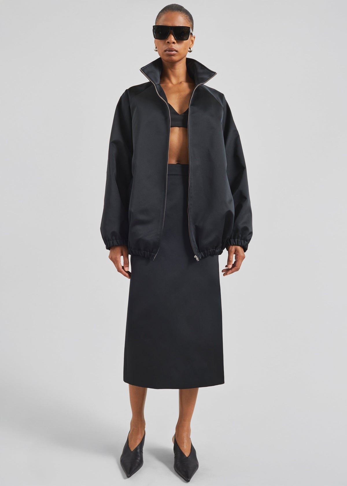 Baxter Satin Track Jacket - Black - 3