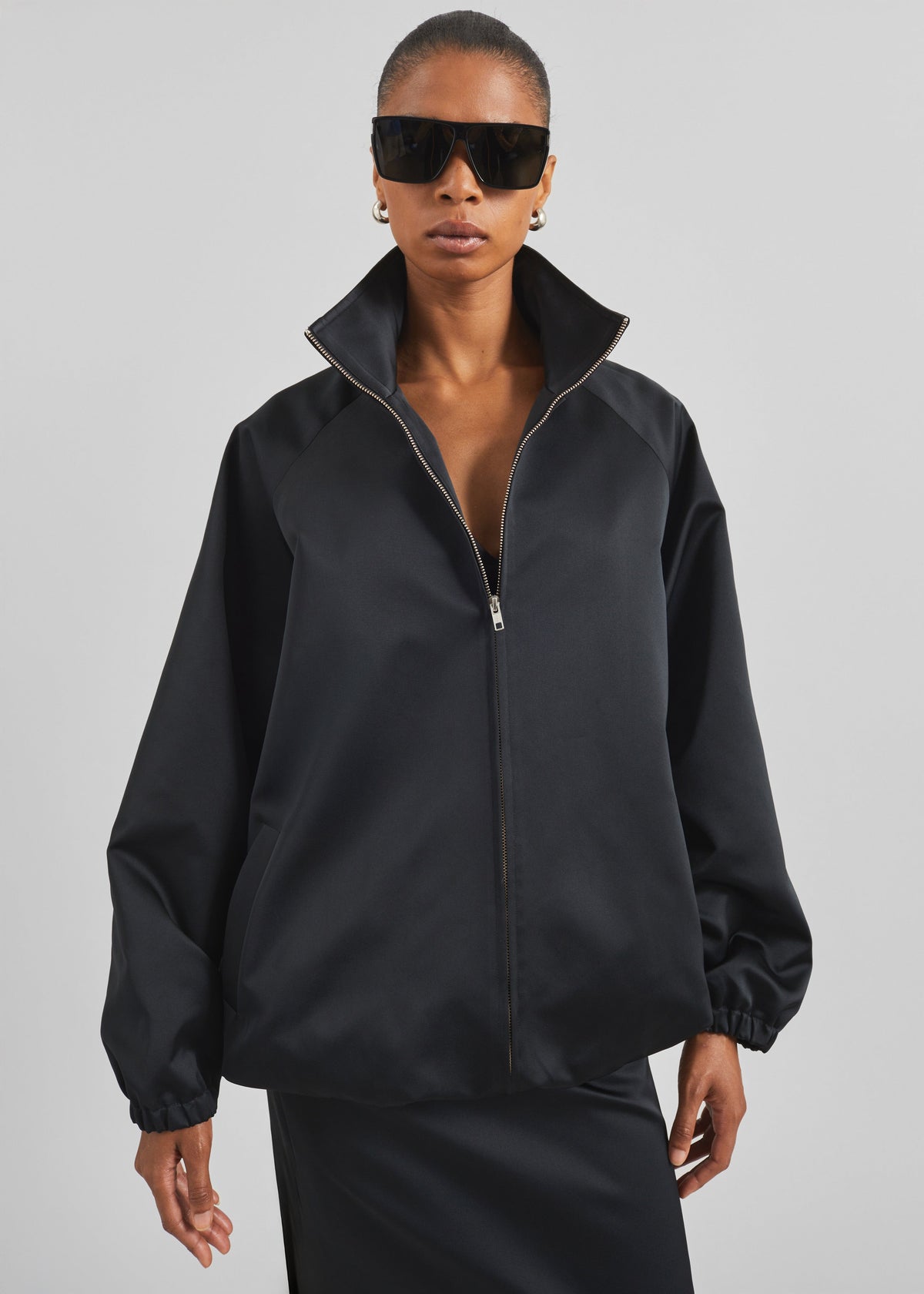 Baxter Satin Track Jacket - Black - 4