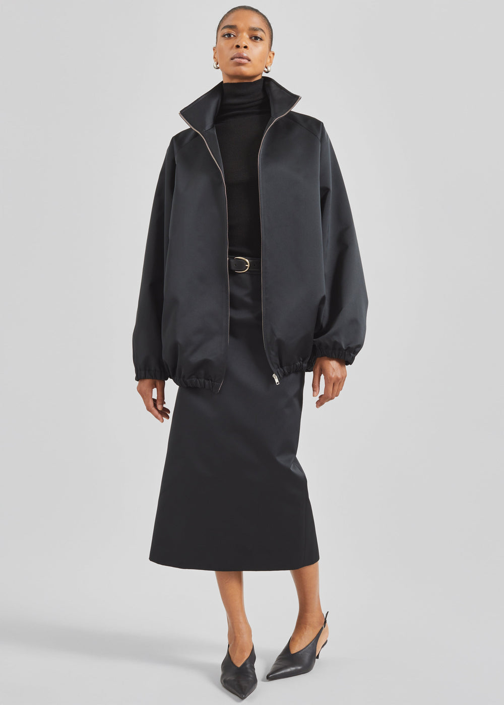 Baxter Satin Track Jacket - Black - 1