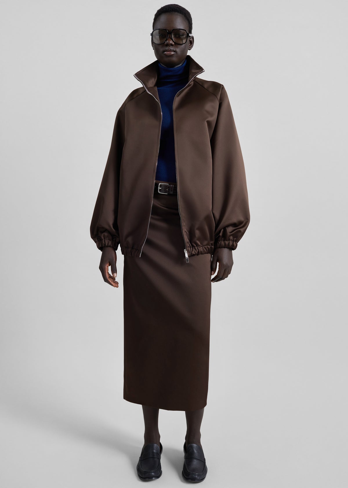 Baxter Satin Track Jacket - Brown - 3