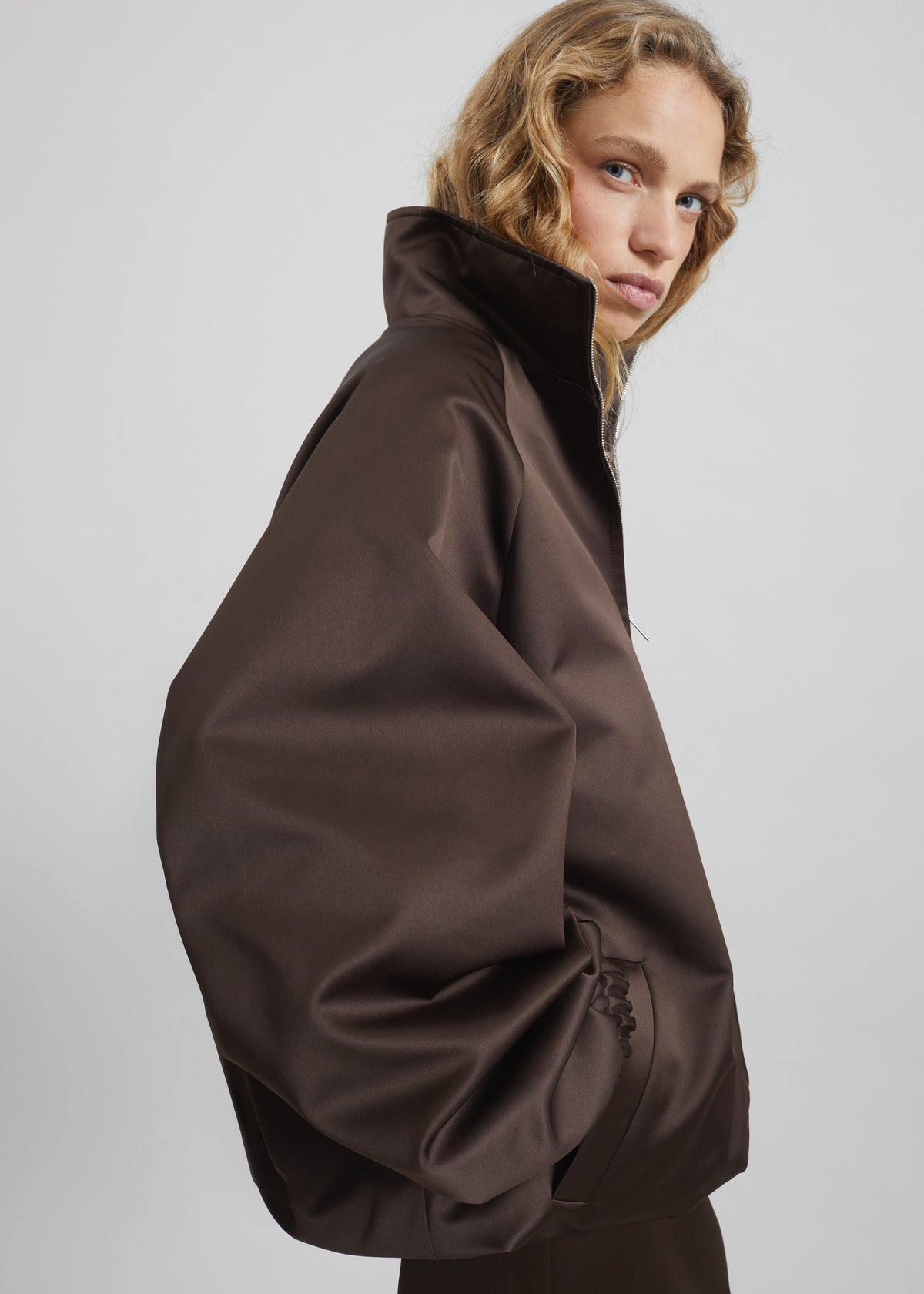 Baxter Satin Track Jacket - Brown - 2