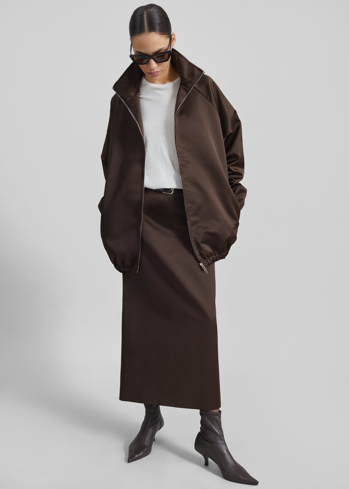 Baxter Satin Track Jacket - Brown - 11