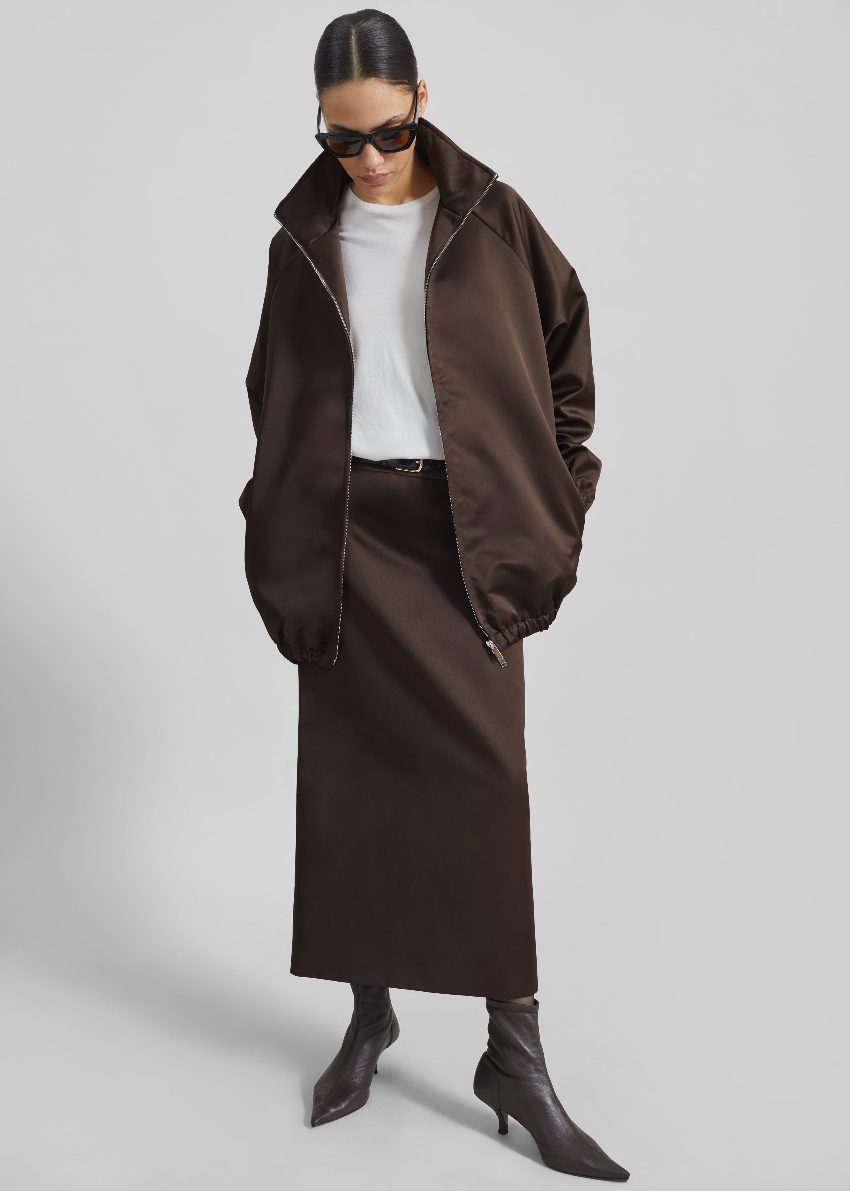 Baxter Satin Track Jacket - Brown - 11