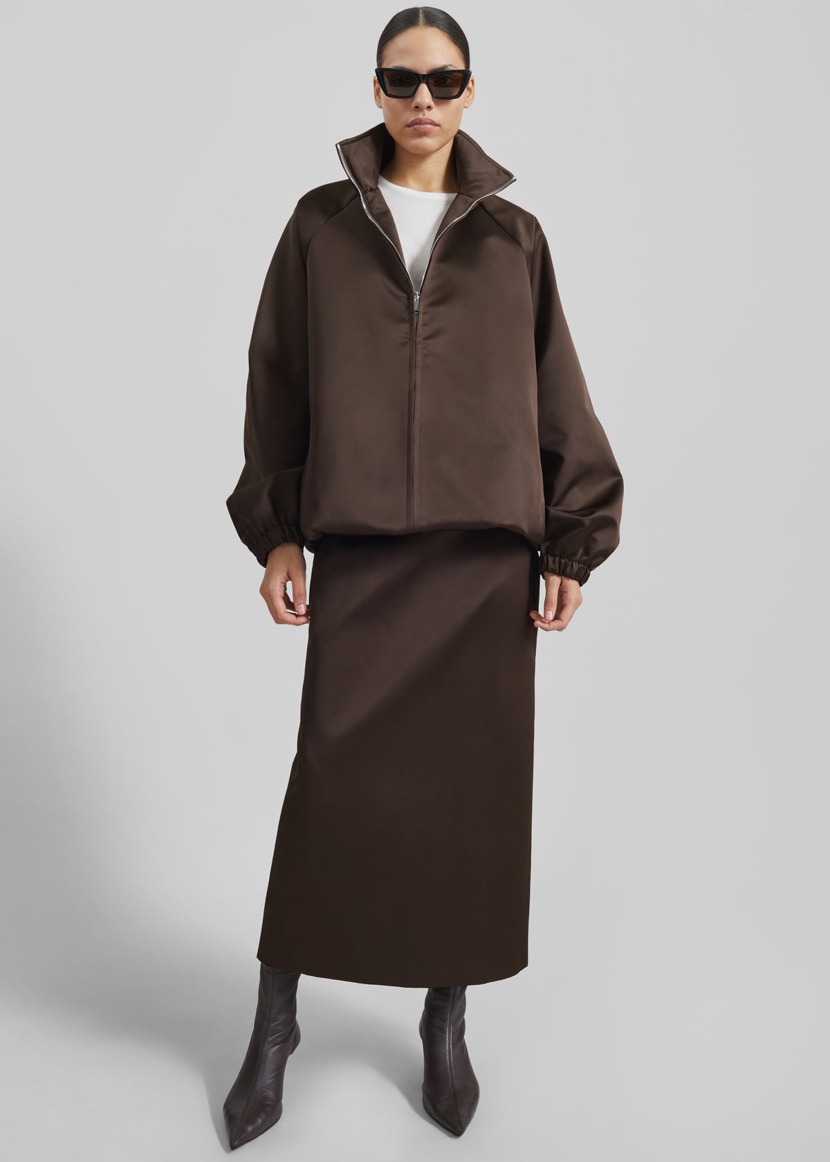 Baxter Satin Track Jacket - Brown - 10