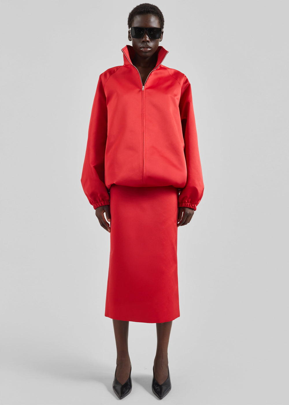 Baxter Satin Track Jacket - Red - 1