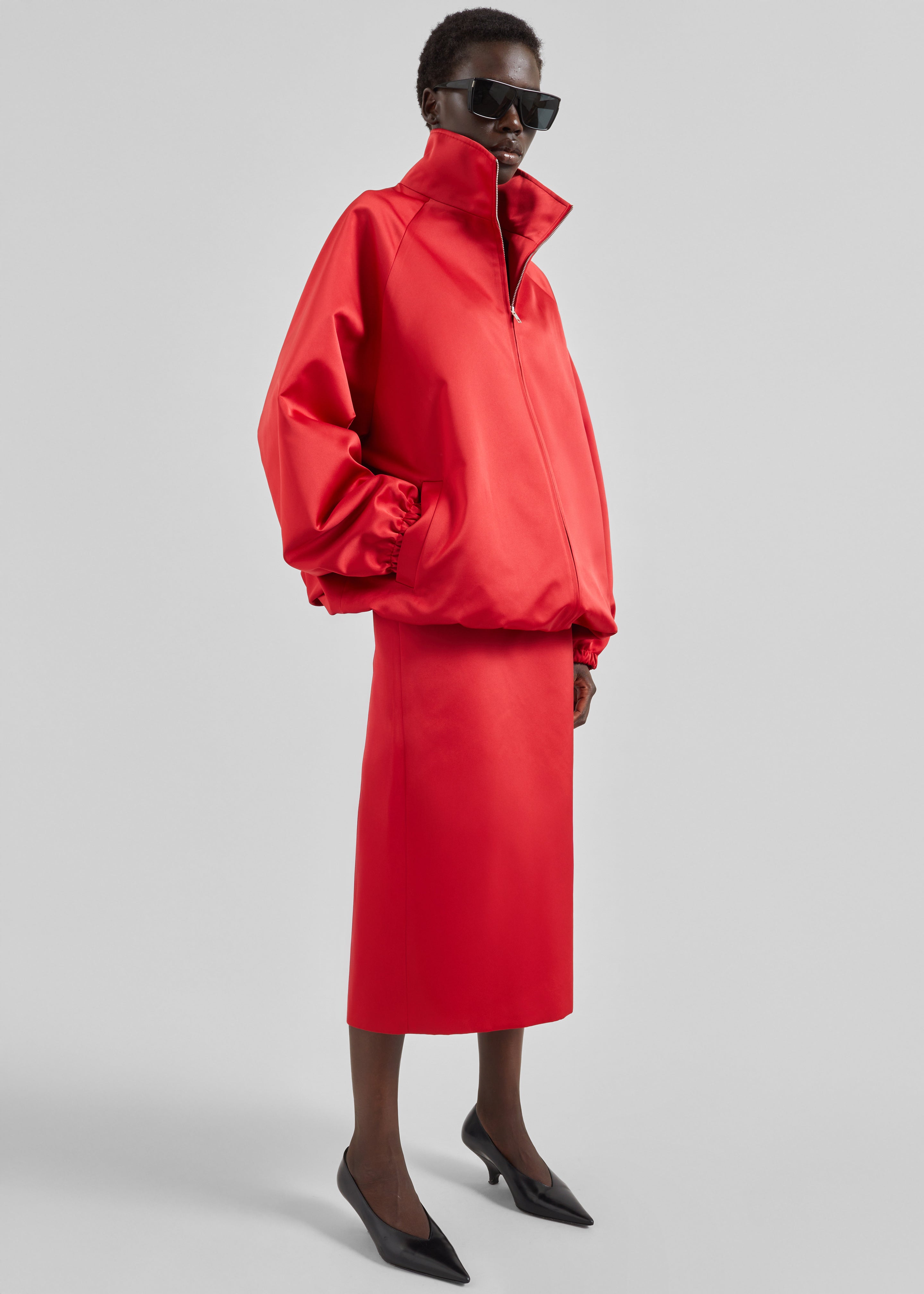 Baxter Satin Track Jacket - Red – The Frankie Shop Europe