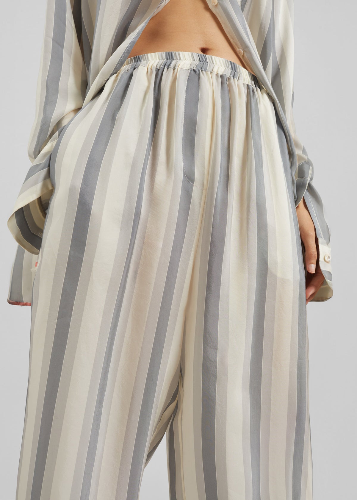 Baxter Sheer Fluid Track Pants - White/Grey Stripe - 5
