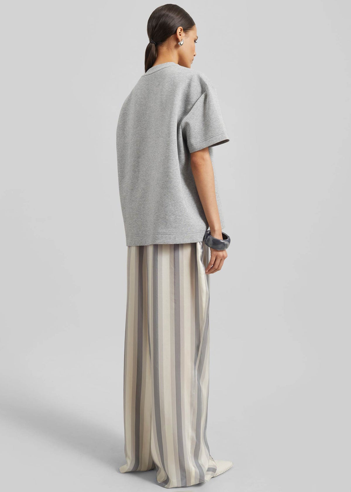 Baxter Sheer Fluid Track Pants - White/Grey Stripe - 7