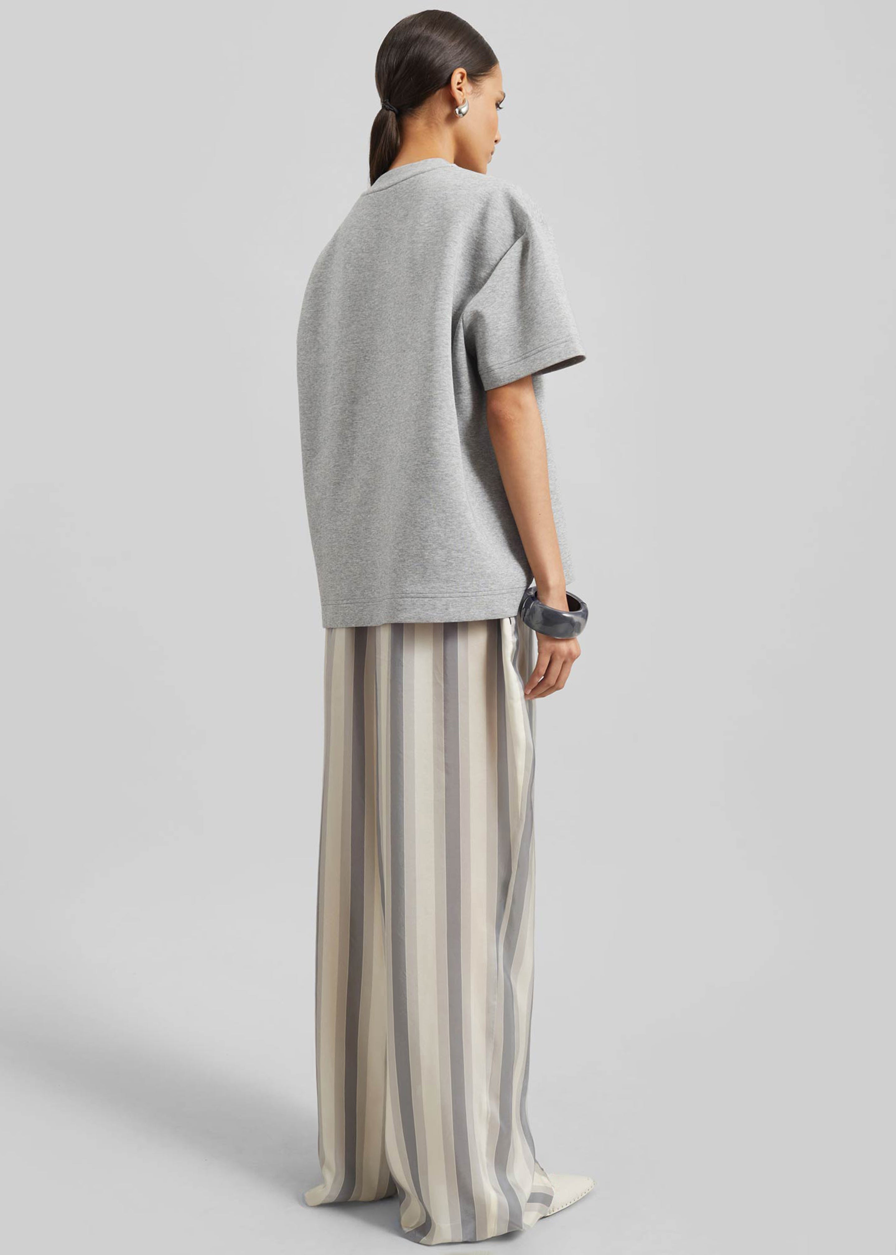Baxter Sheer Fluid Track Pants - White/Grey Stripe - 7