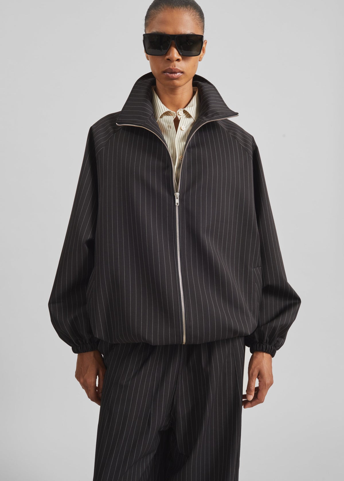 Baxter Track Jacket - Black/White Pinstripe - 4