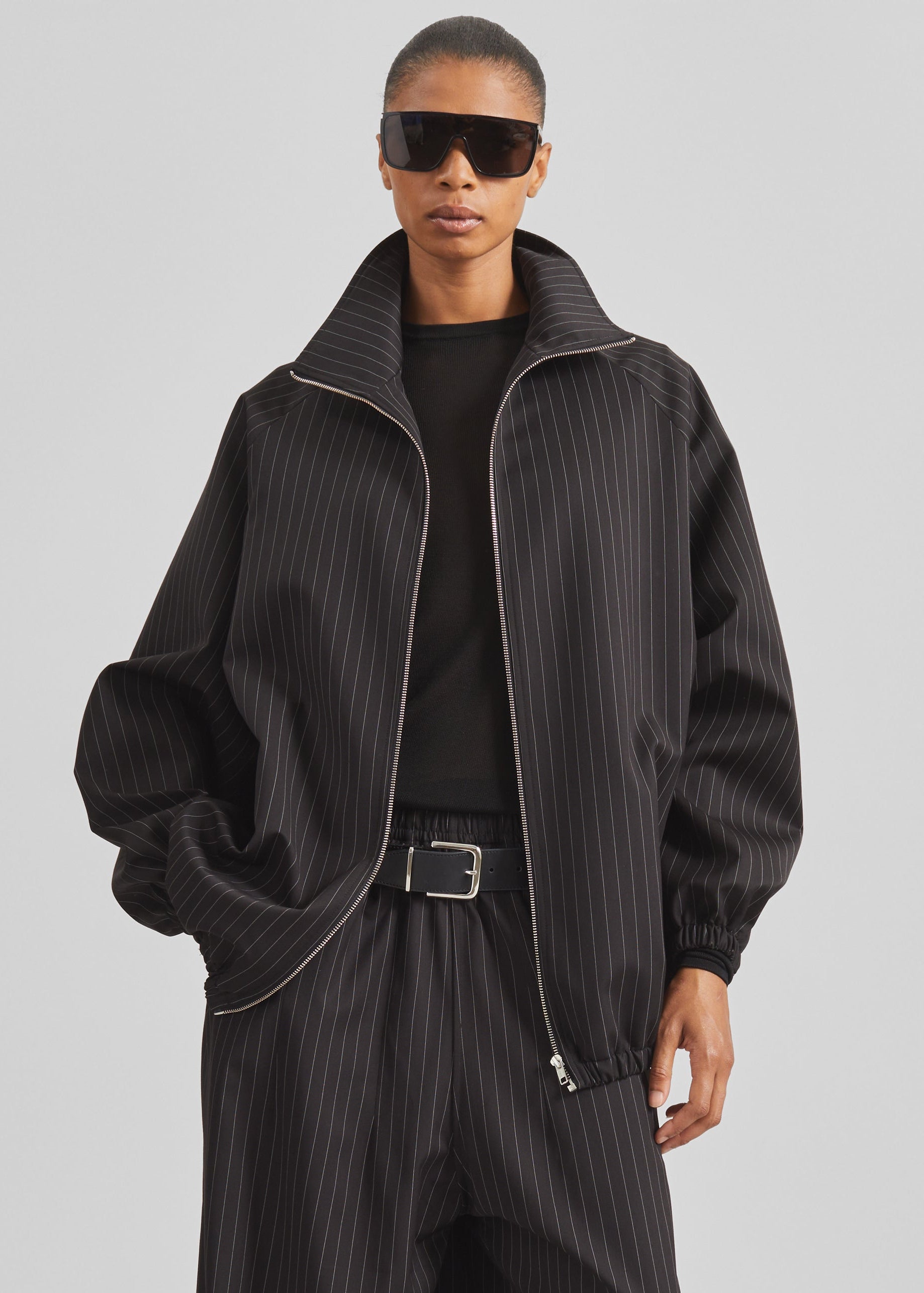 Baxter Track Jacket - Black/White Pinstripe - 1