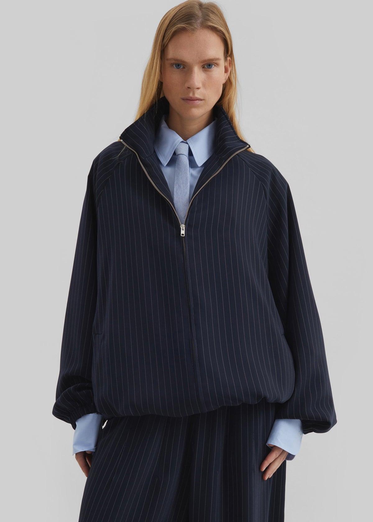 Baxter Track Jacket - Navy/White Pinstripe - 8