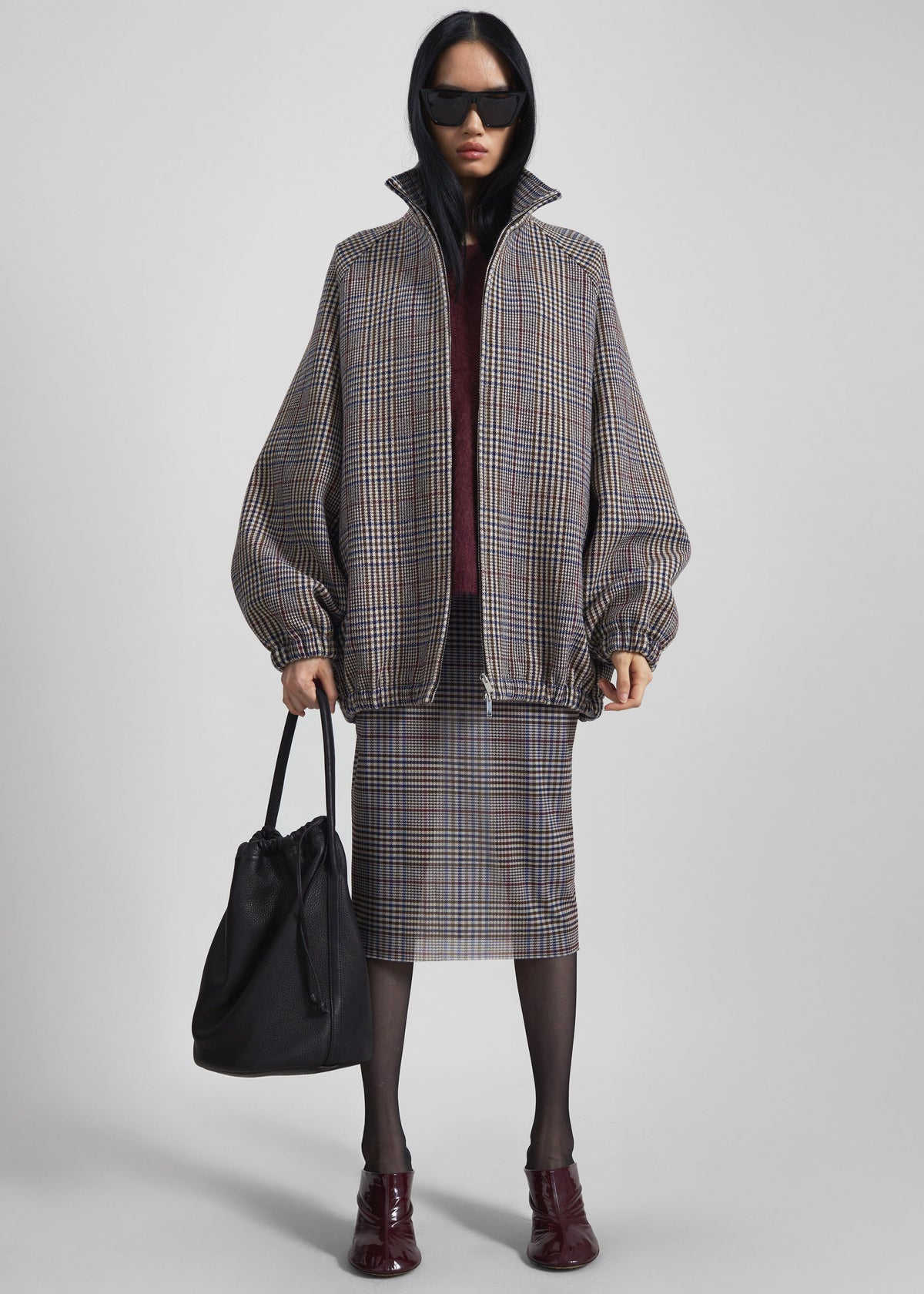 Baxter Wool Track Jacket - Beige Glen Plaid - 8