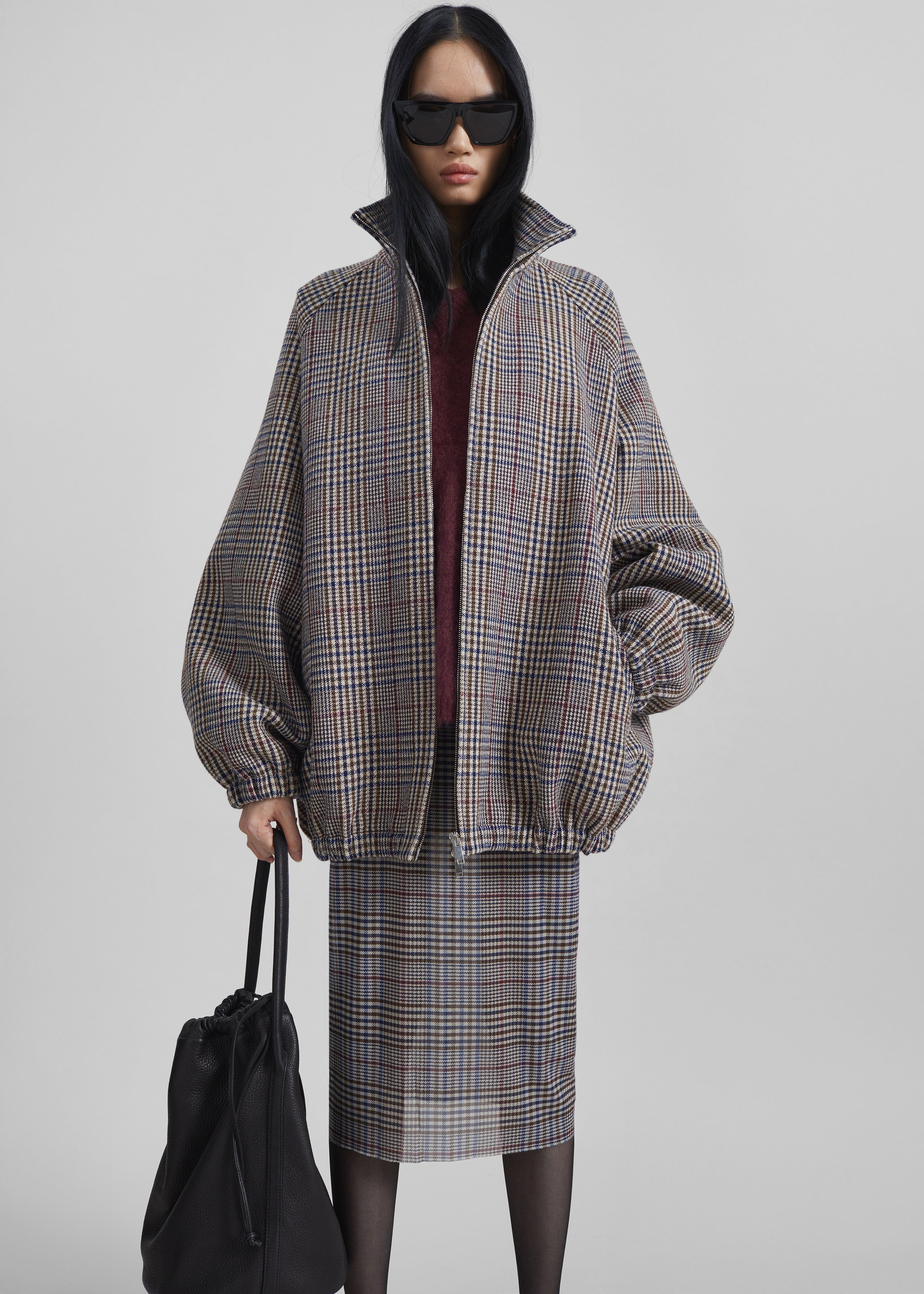 Baxter Wool Track Jacket - Beige Glen Plaid - 5