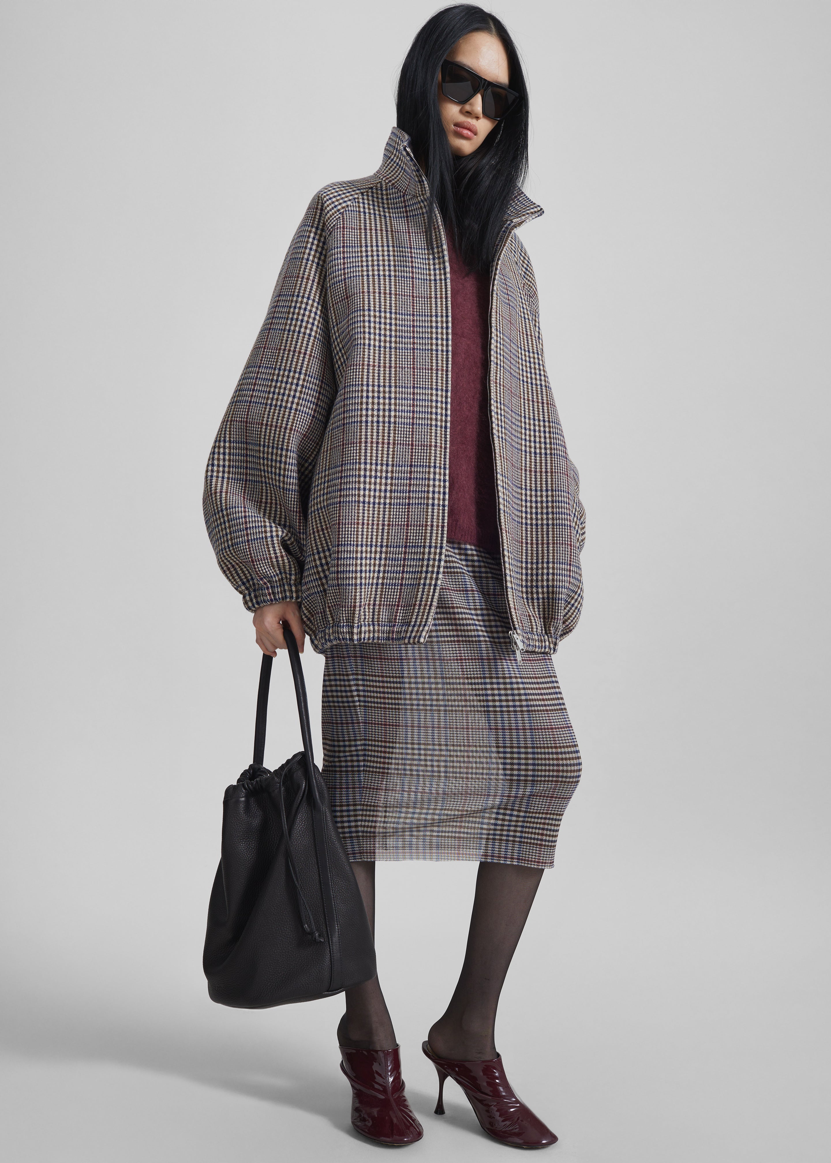 Baxter Wool Track Jacket - Beige Glen Plaid - 6