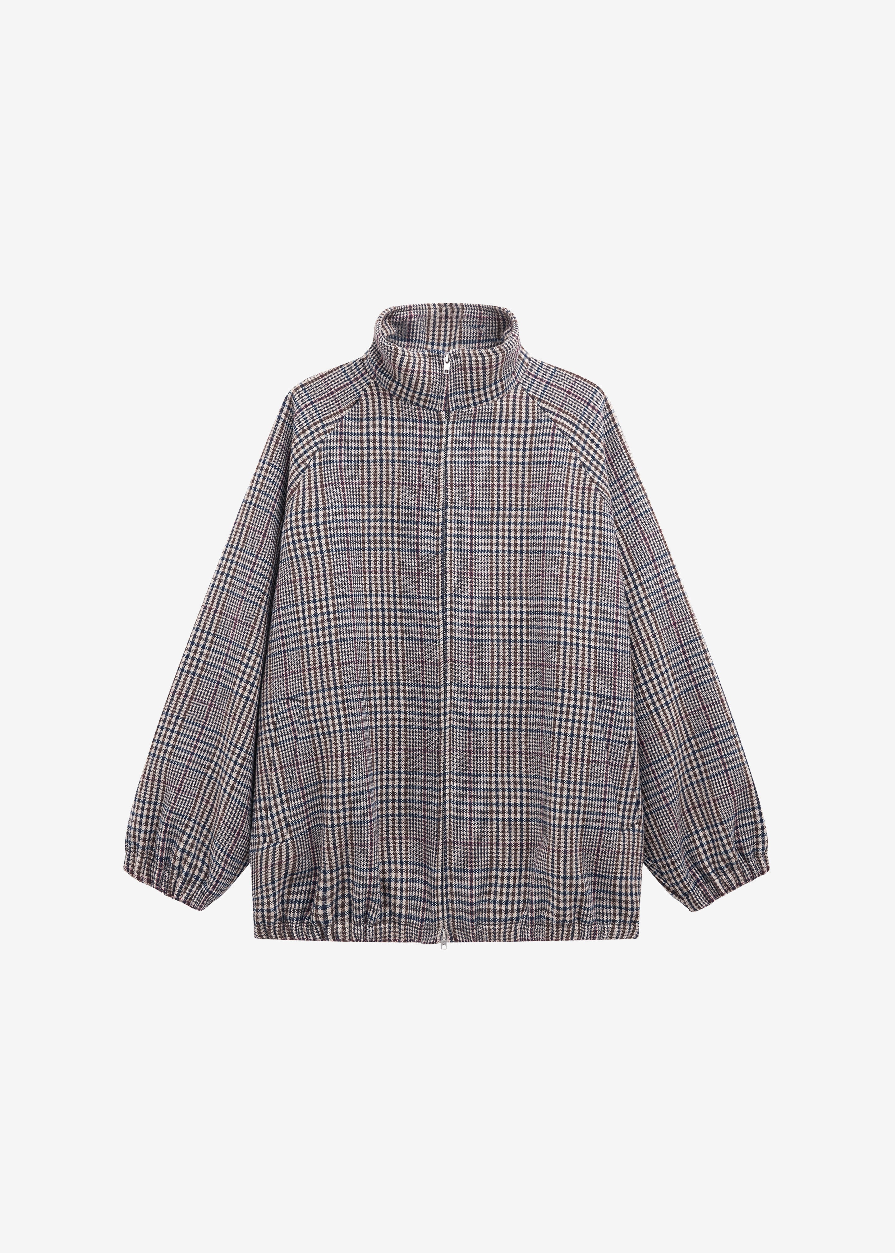 Baxter Wool Track Jacket - Beige Glen Plaid - 11