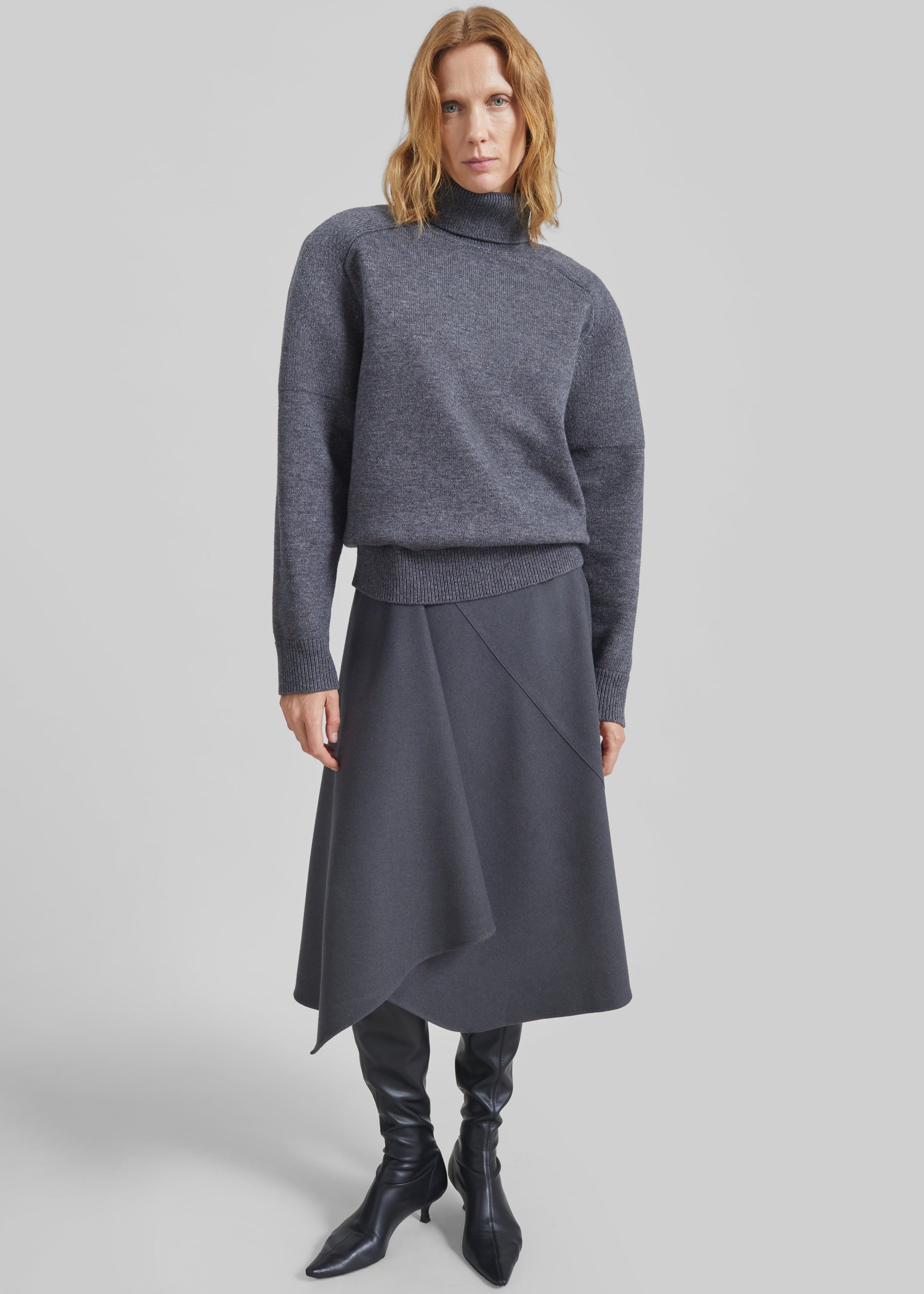 Shop the look image for Bayel Flared Midi Skirt - Dark Grey