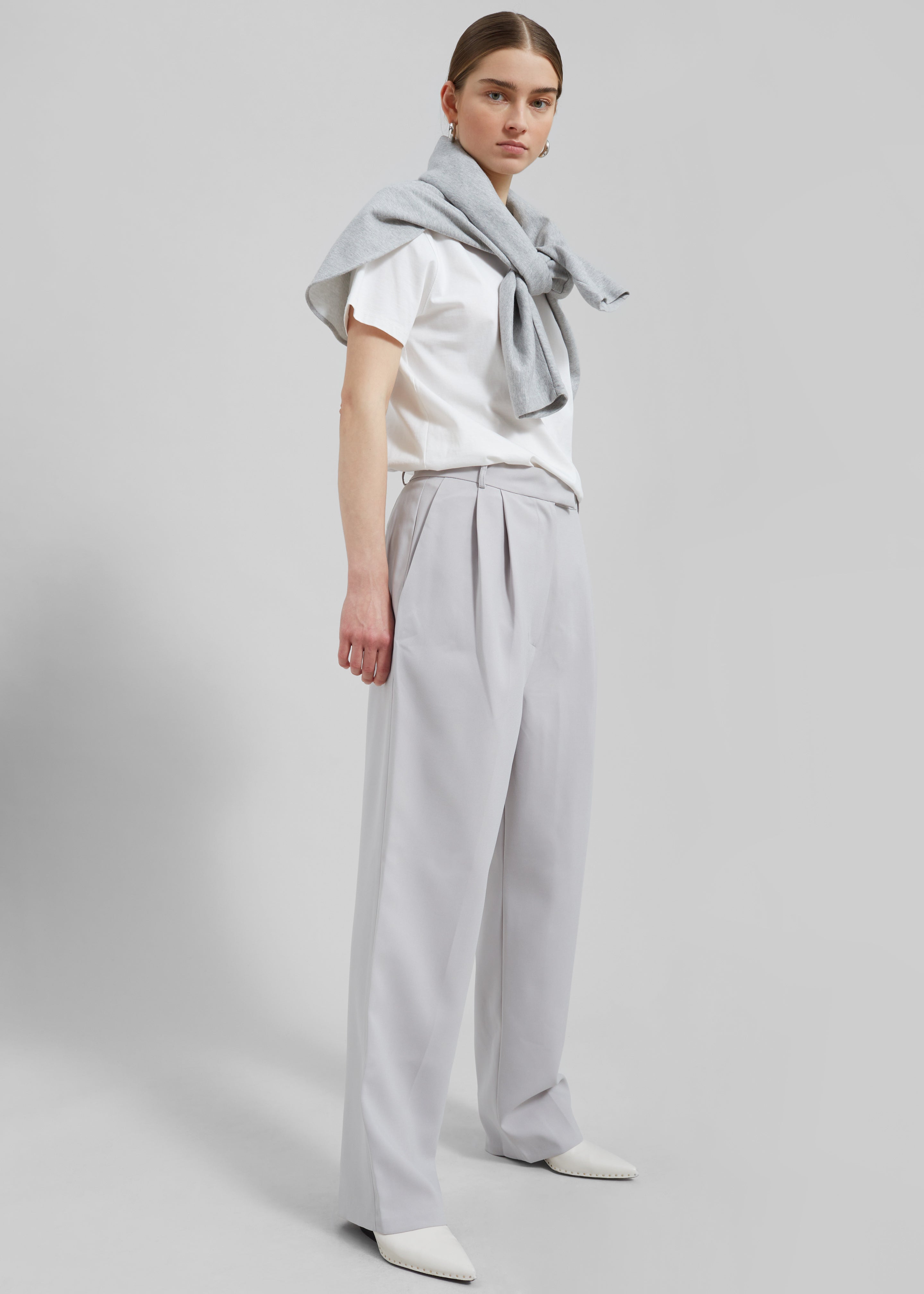 Bea Pleated Suit Pants - Grey - 1