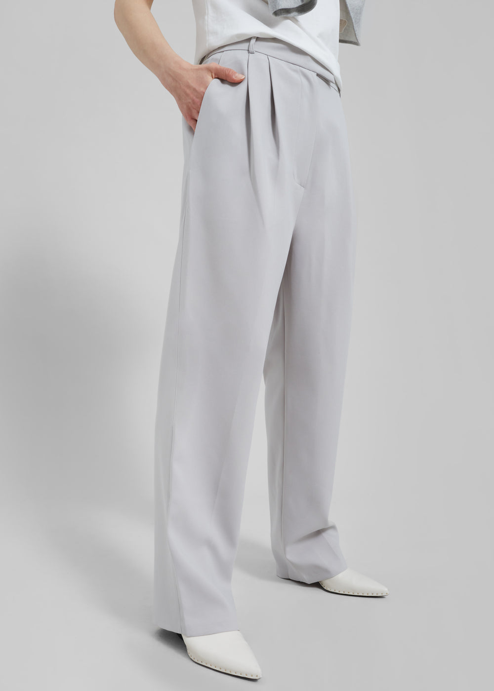 Bea Pleated Suit Pants - Grey - 1